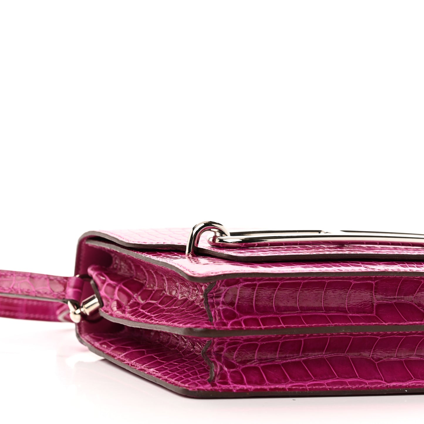 Shiny Alligator Mini Sac Roulis Rose Scheherazade
