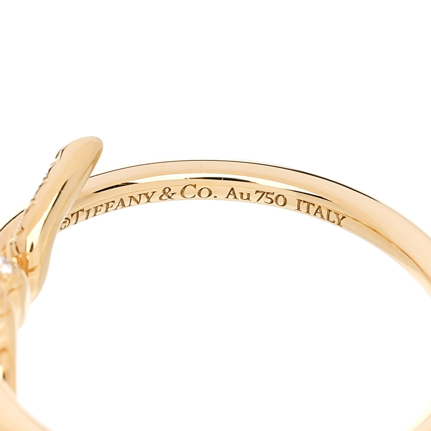 18K Yellow Gold Diamond Small Knot Ring 54 6.75
