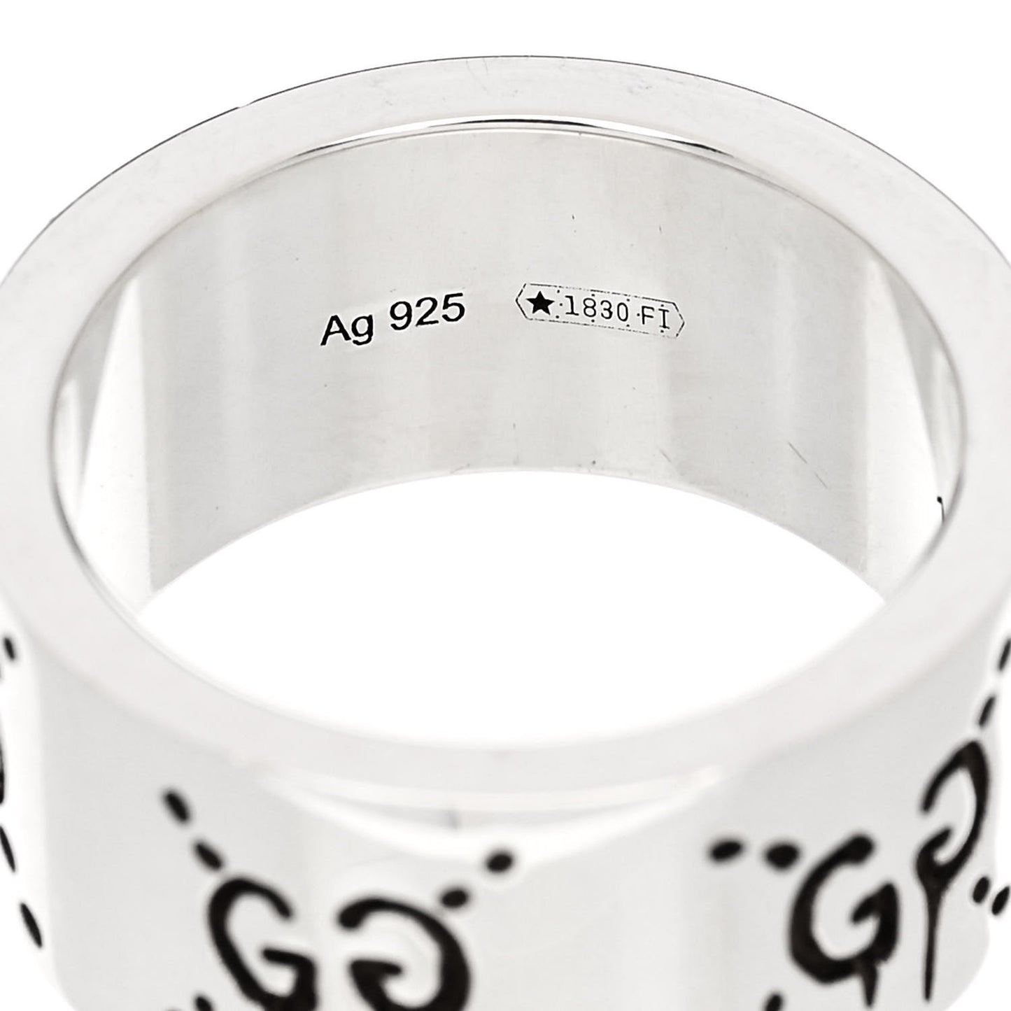 Sterling Silver GucciGhost Hamlet Skull Band Ring 49 5