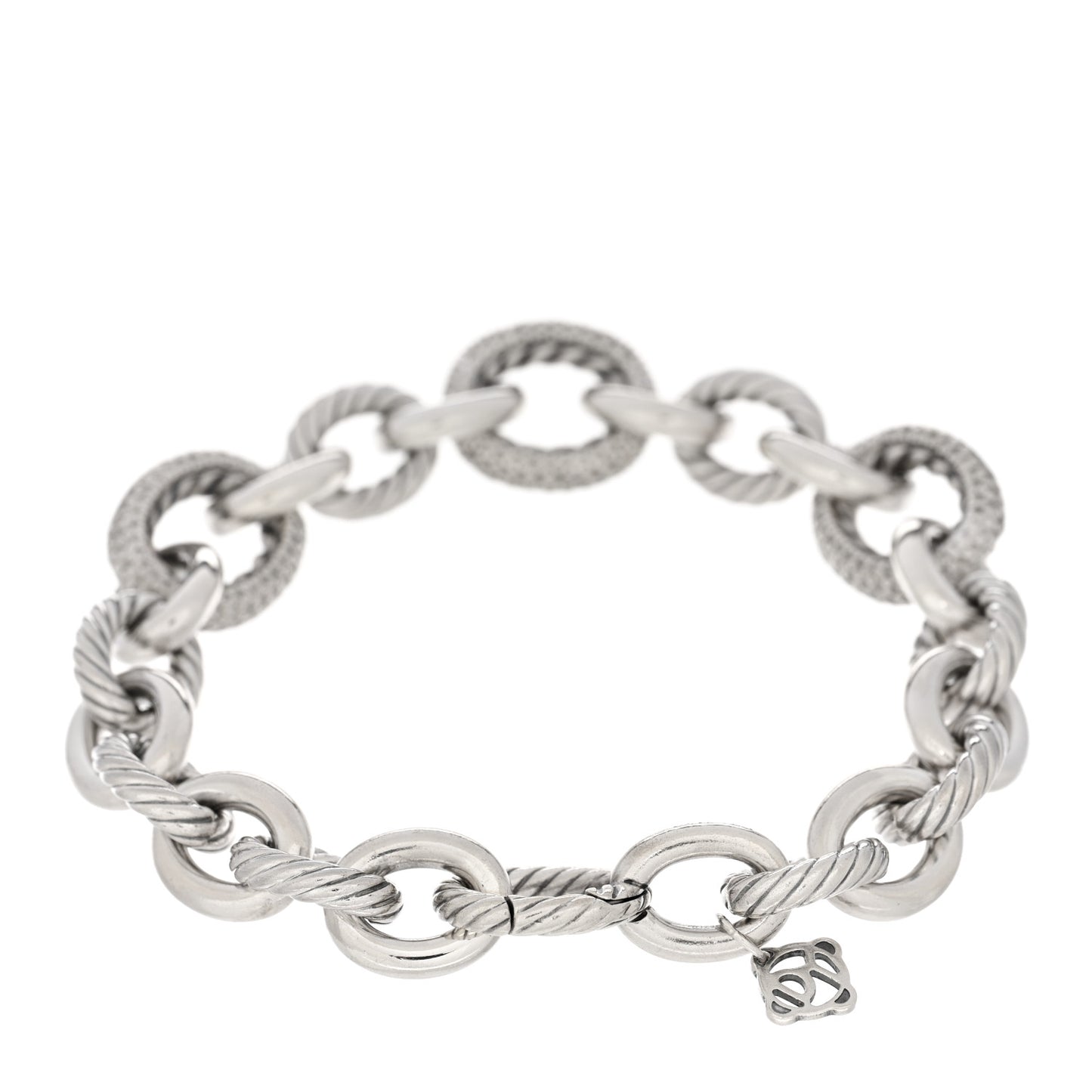Sterling Silver Diamond 15mm Large Oval Link Bracelet