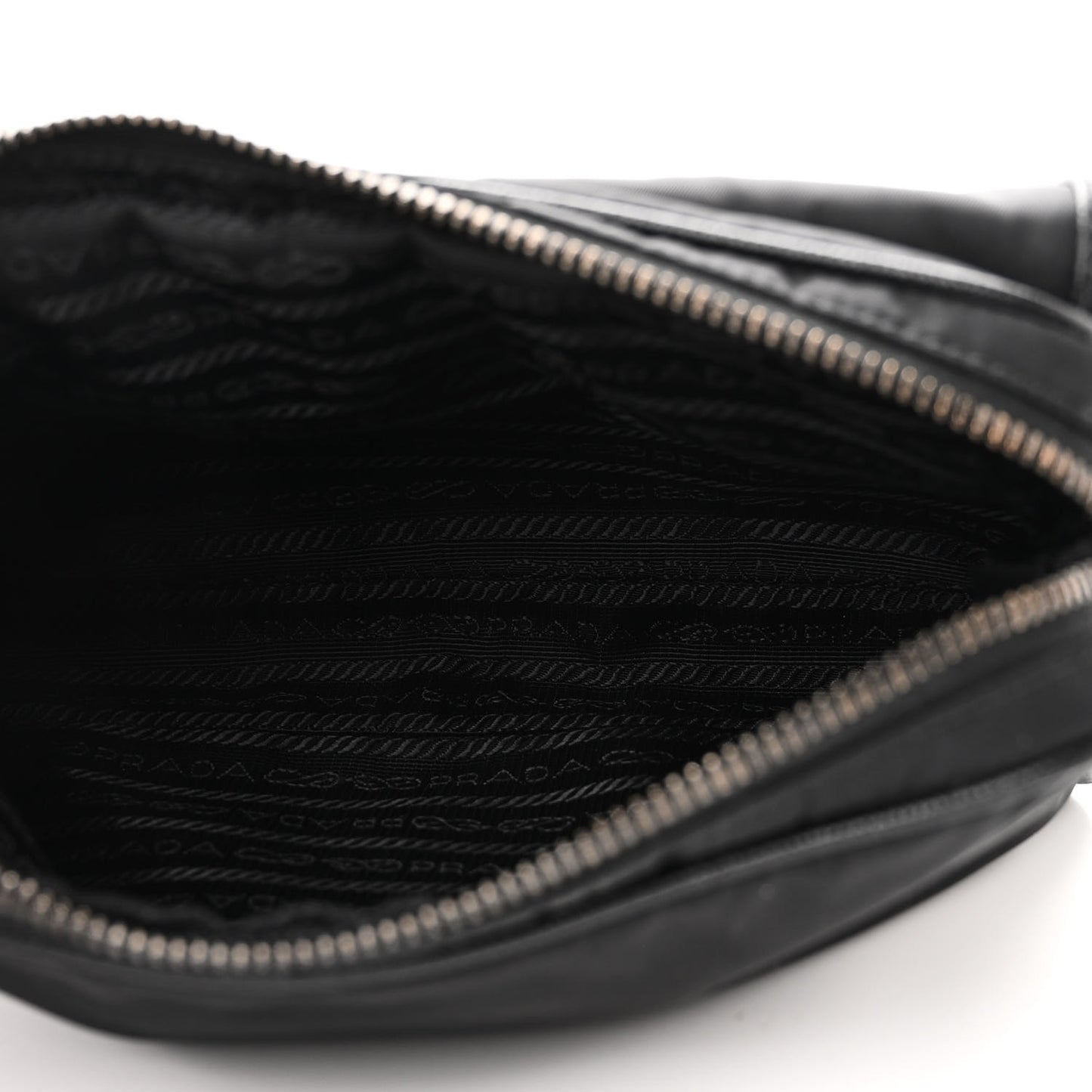 Re-Nylon Saffiano Pocket Single Snap Buckle Shoulder Bag Black