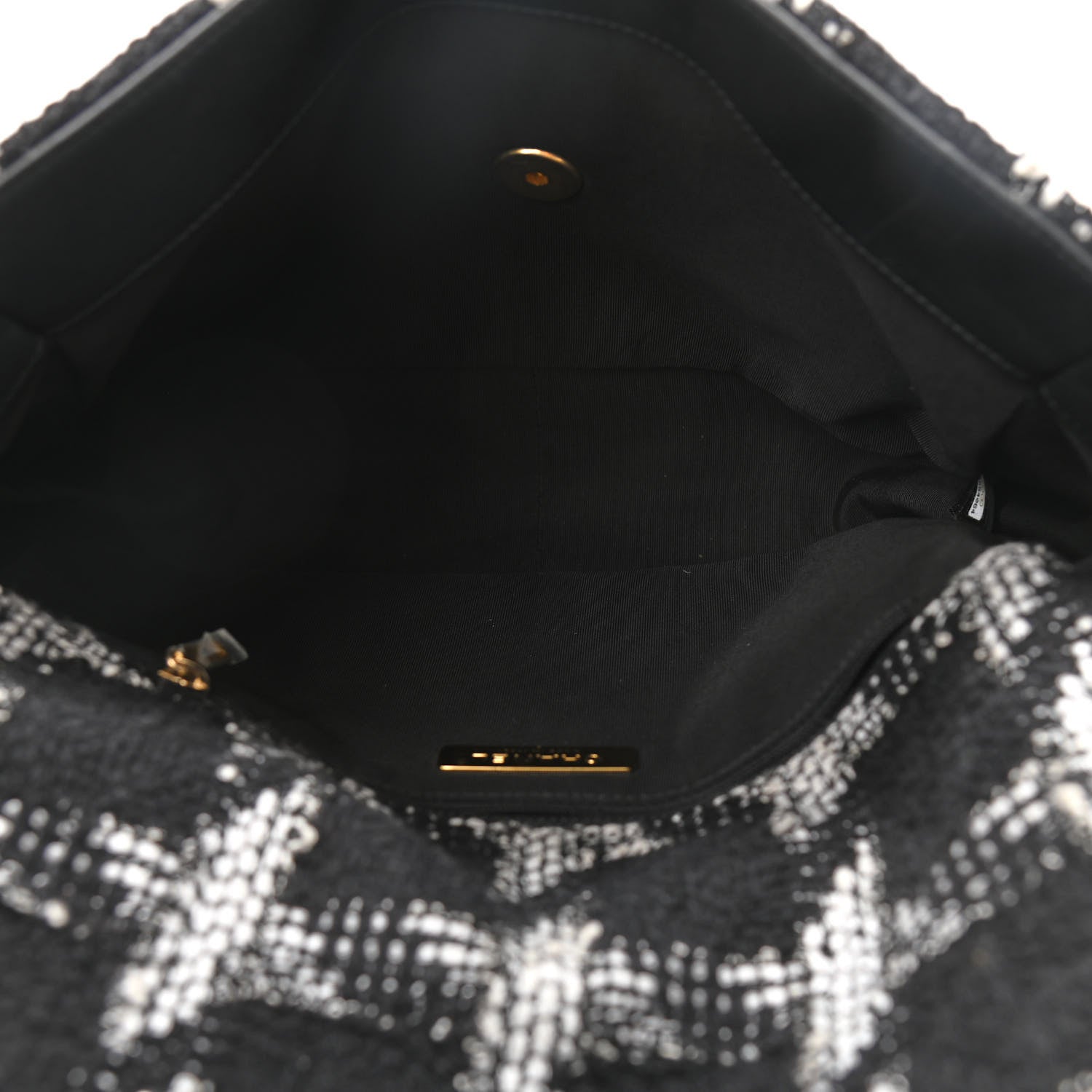 Chanel Tweed Quilted Large Chanel 19 Flap Black White 5 of 10