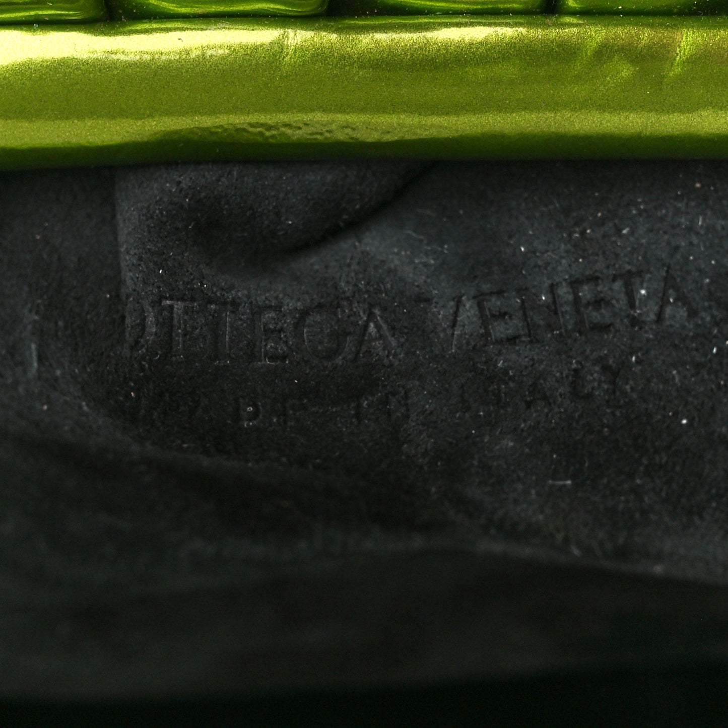 Metallic Crushed Calfskin Teen Pouch Chlorophyll