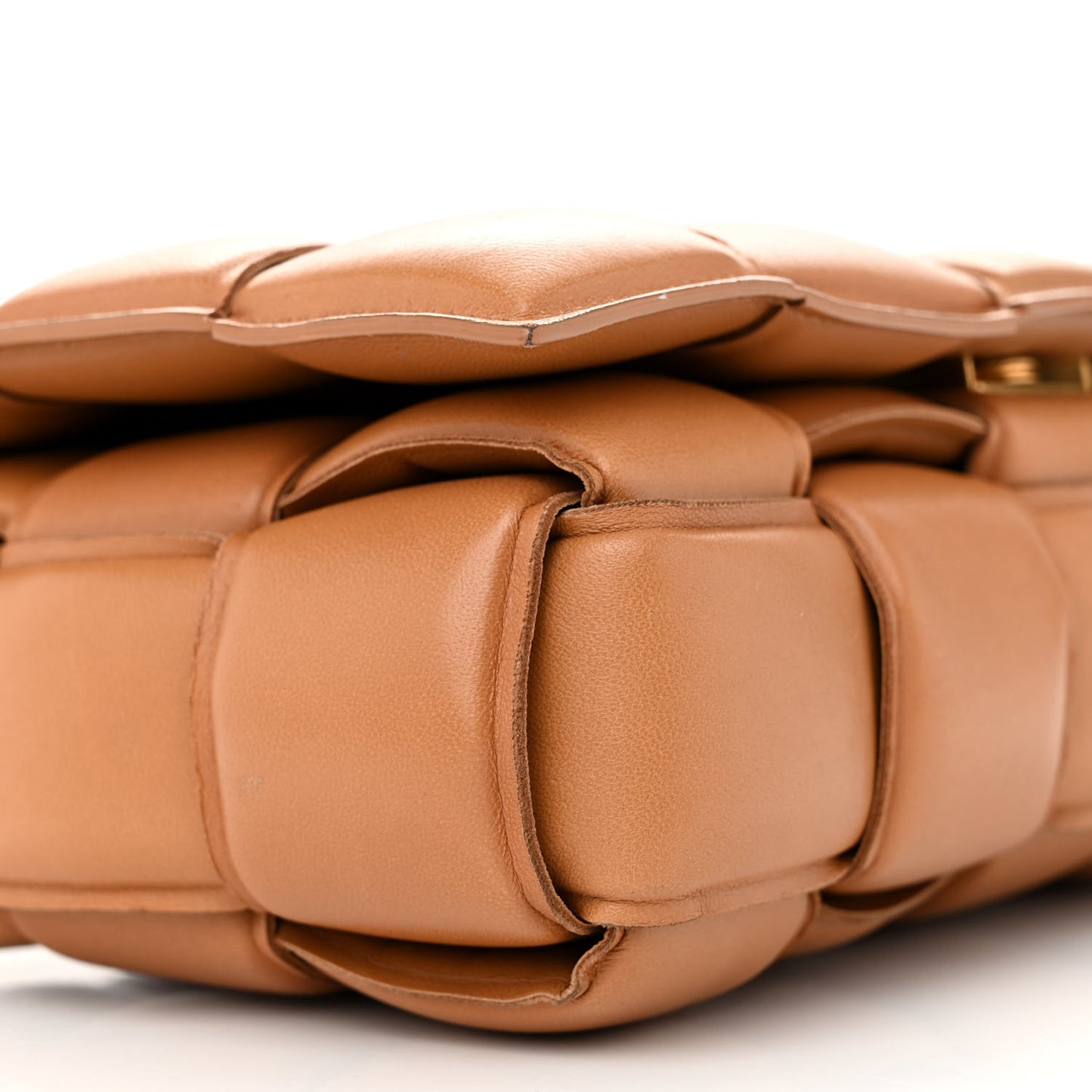 Nappa Maxi Intreccio Padded Cassette Crossbody Bag Caramel