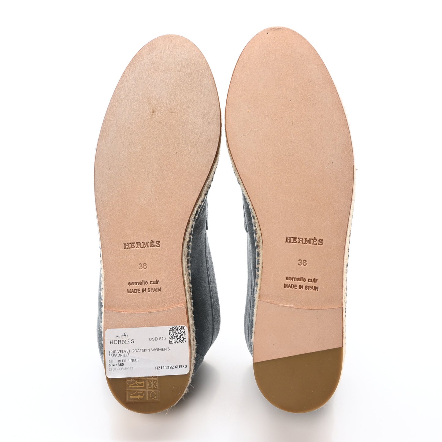 Suede Goatskin Womens Trip Espadrilles 38 Bleu Pinede