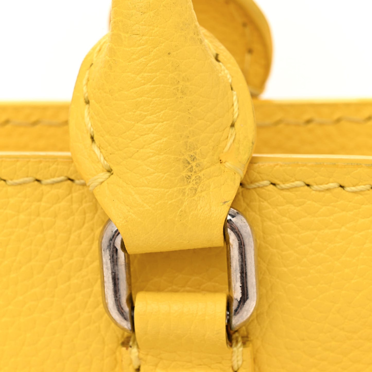 Pebbled Calfskin Mini Skull Padlock Zip Around Tote Yellow