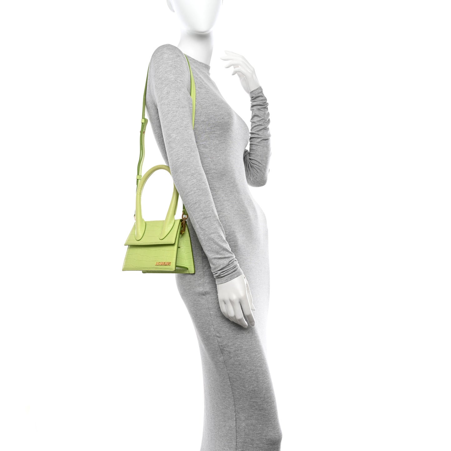 Calfskin Crocodile Embossed Le Chiquito Moyen Light Green