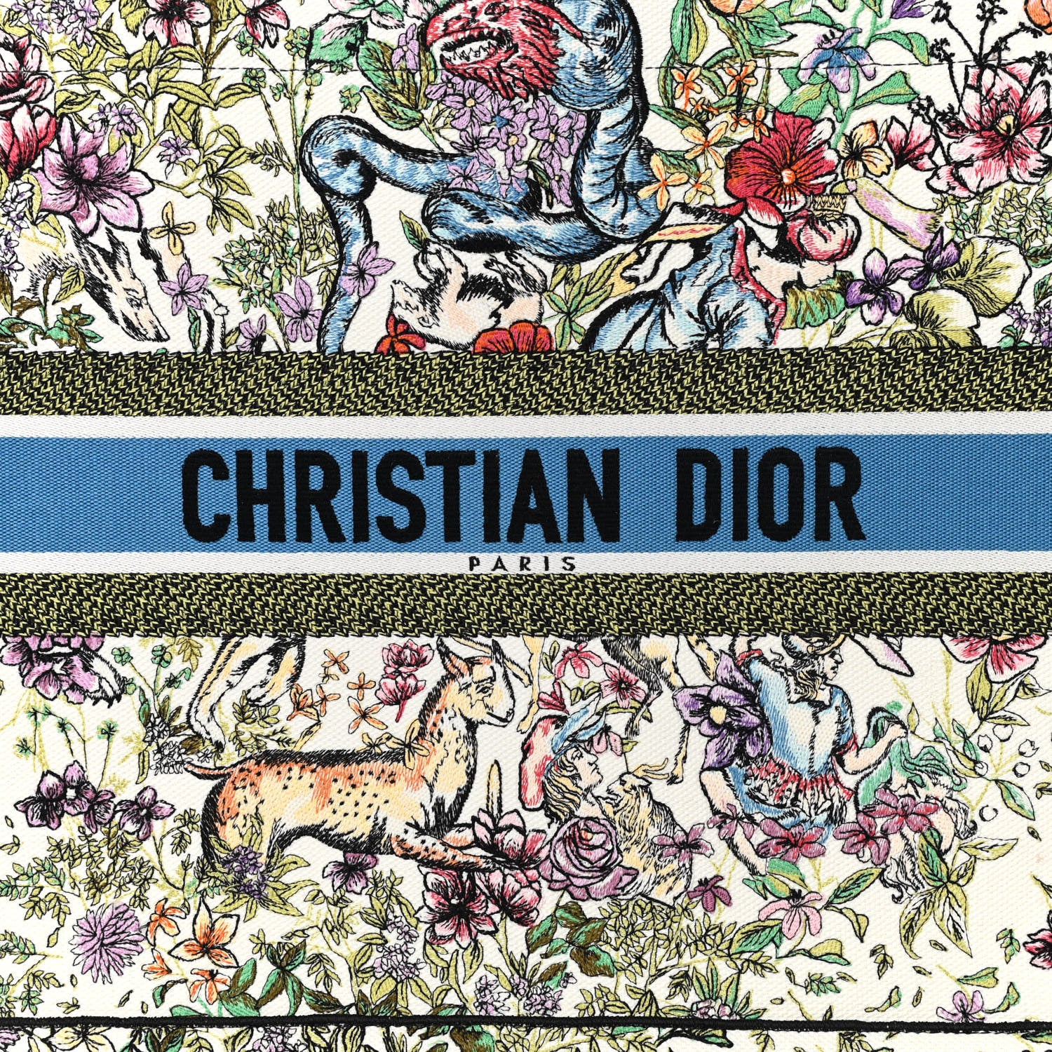 Christian Dior Canvas Embroidered Large D-Constellation Book Tote Latte Multicolor 13 of 13