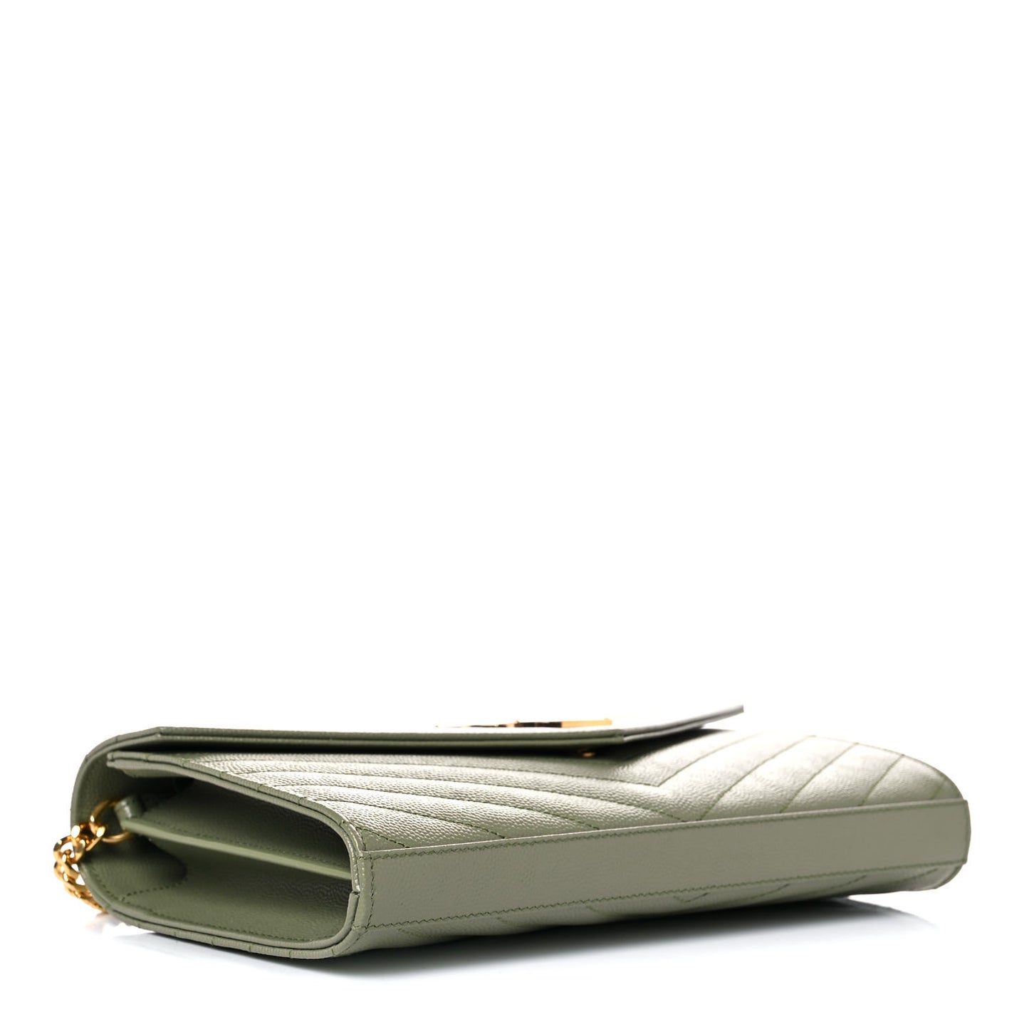 Grain De Poudre Matelasse Chevron Monogram Chain Wallet Pistachio