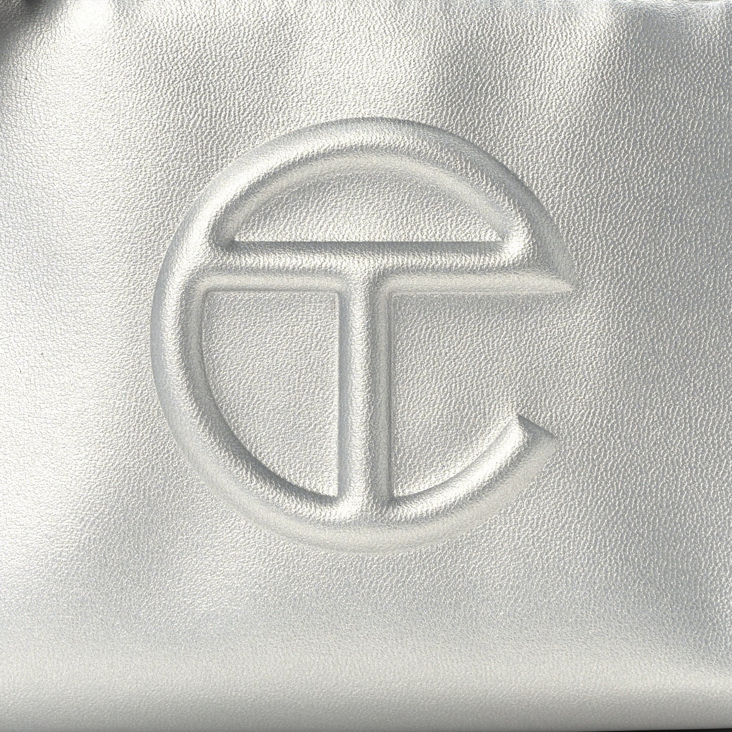 Metallic Vegan Leather Small Shopping Bag Silver