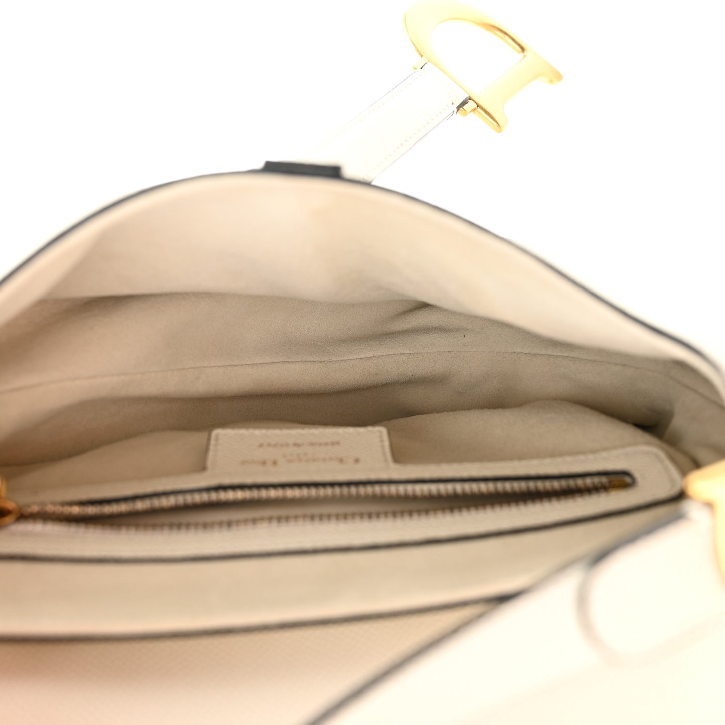 CHRISTIAN DIOR Grained Calfskin Saddle Bag White