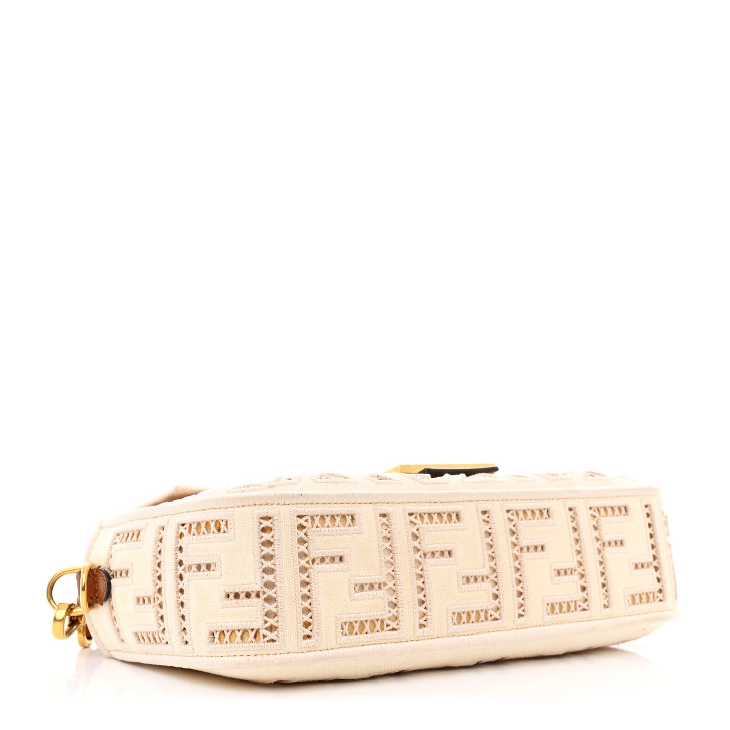 Canvas Cuoio Agata FF Ajour Embroidered Baguette Grezzo Cuoio