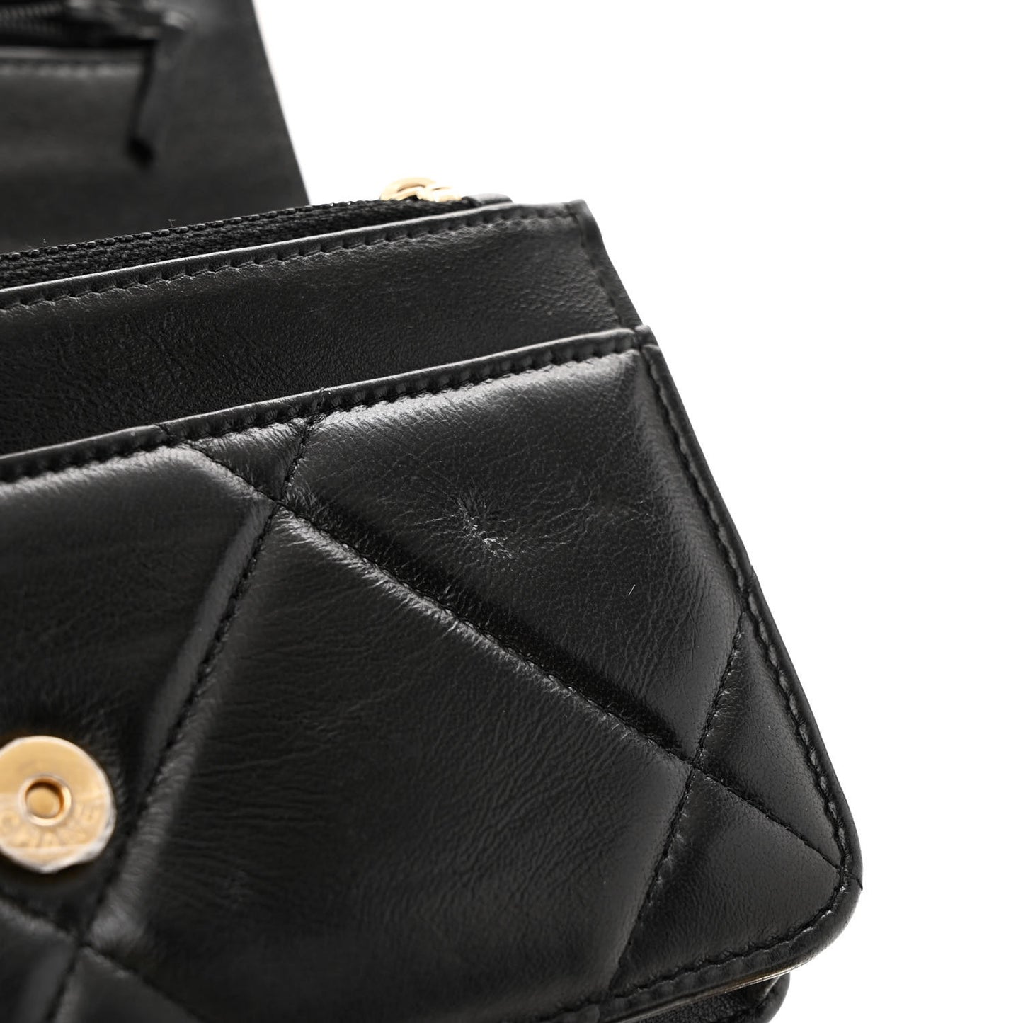 Lambskin Quilted Chanel 19 Wallet On Chain WOC Black
