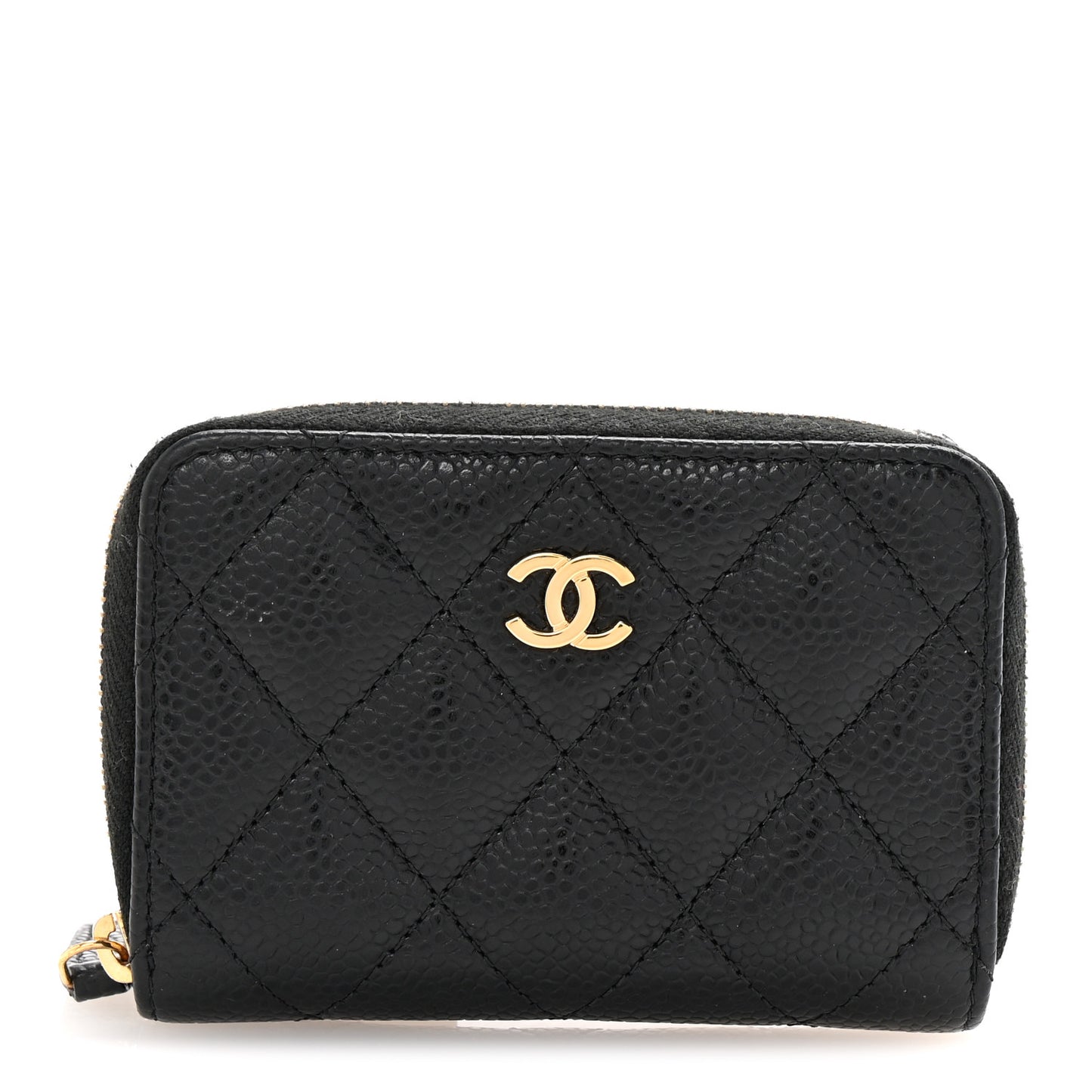 Caviar Quilted Zip Coin Purse Black