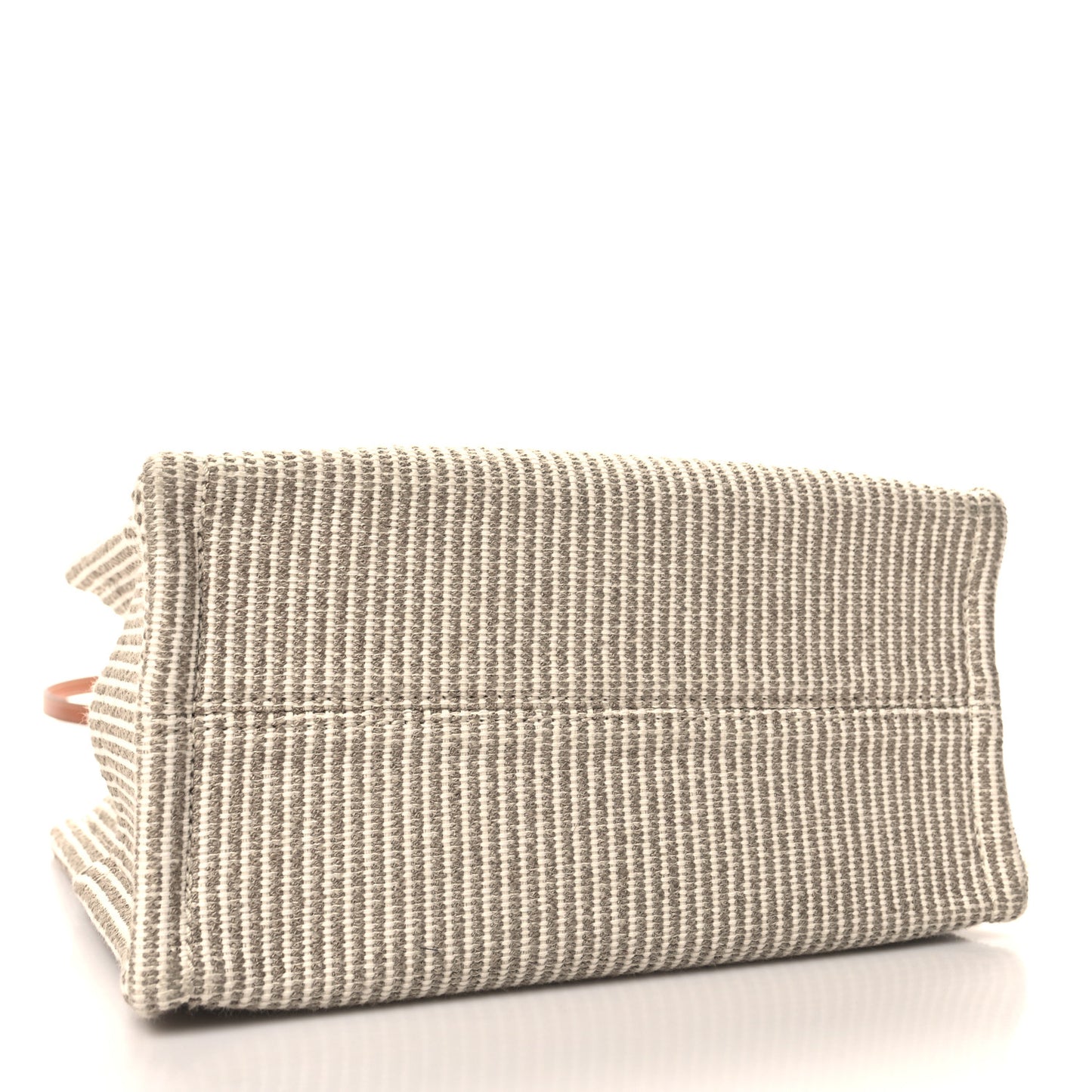 Canvas Calfskin Striped Triomphe Small Cabas Beige