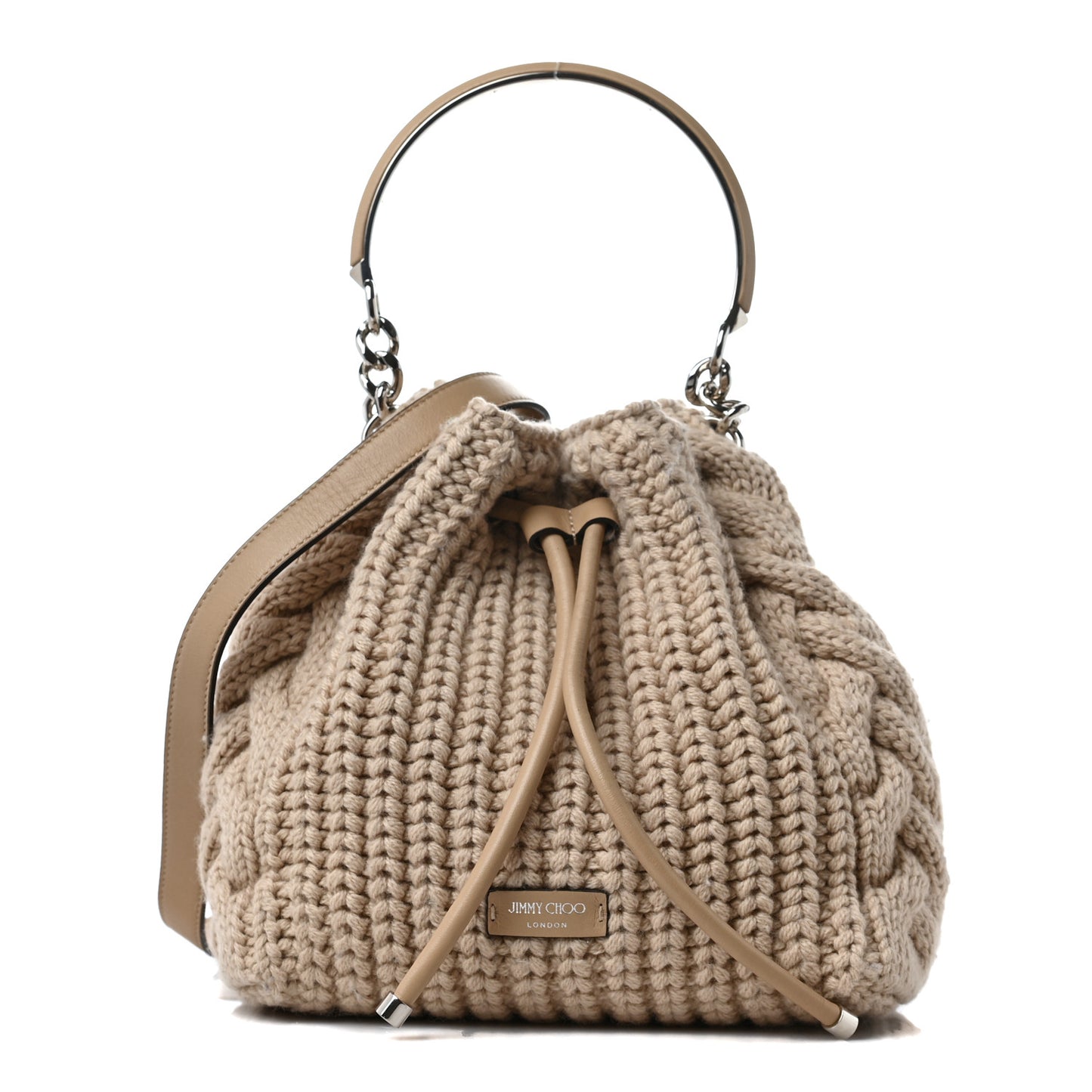 Woven Wool Bon Bon Bucket Bag Barley