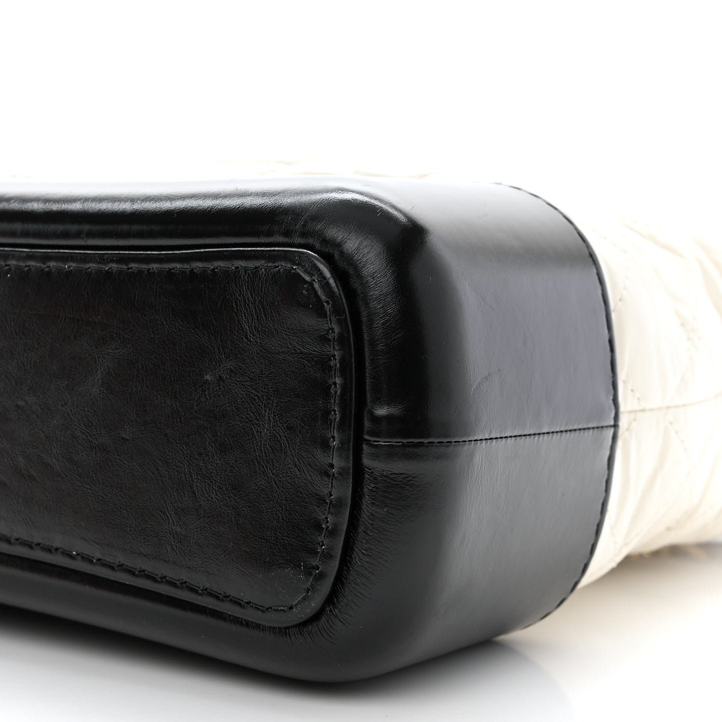 Aged Calfskin Quilted Medium Gabrielle Hobo Black White