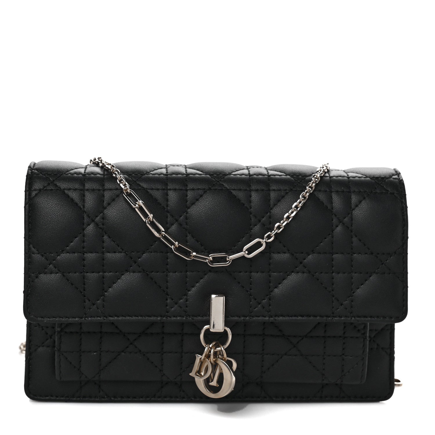 Christian Dior Lambskin Cannage Lady Dior Chain Pouch Black 1 of 9
