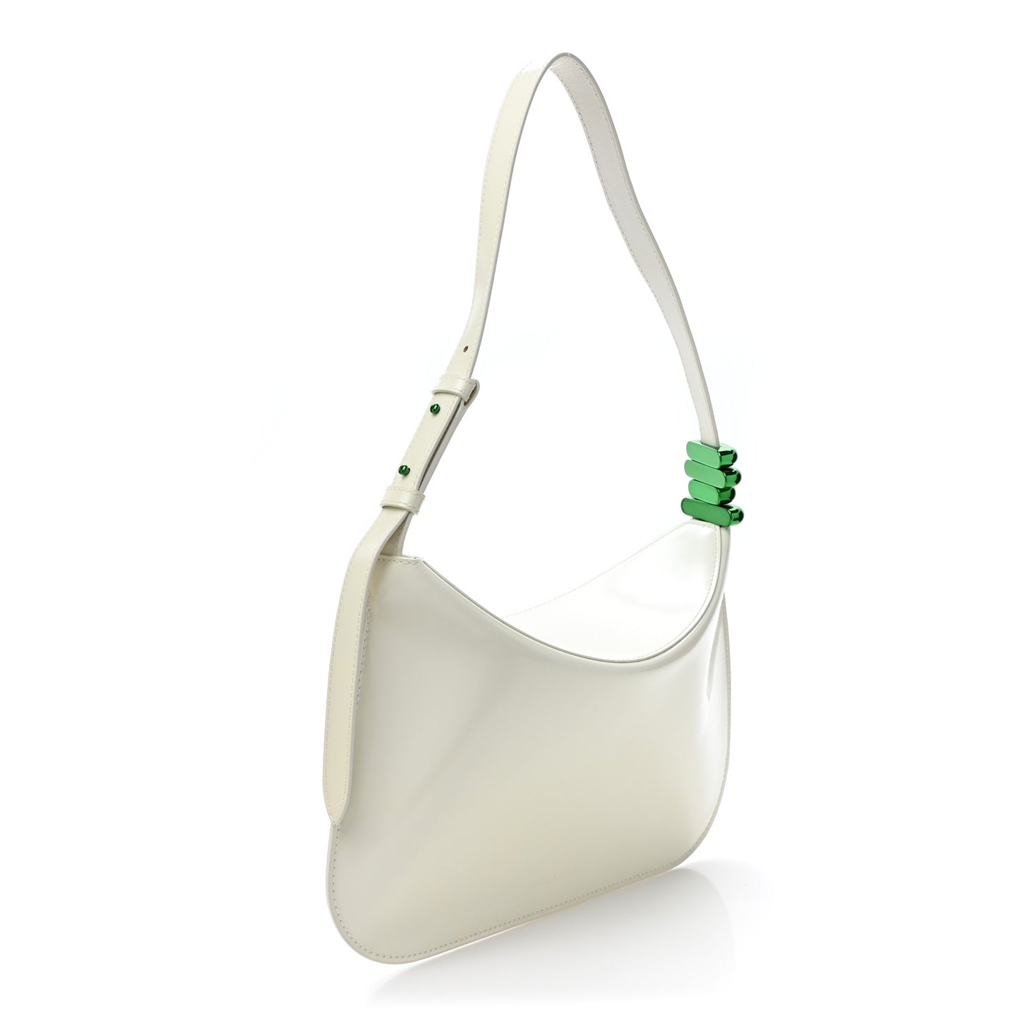 Brushed Calfskin Cradle Fold Over Shoulder Bag White Parakeet