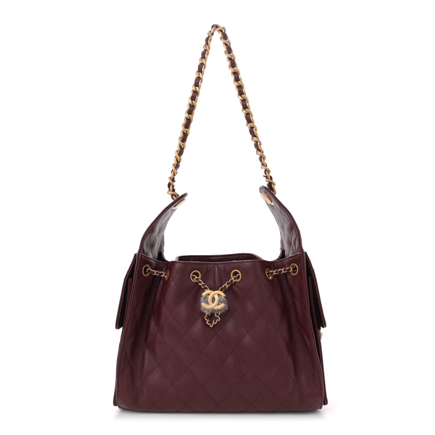 Caviar Quilted Small Chanel 25 Handbag Burgundy