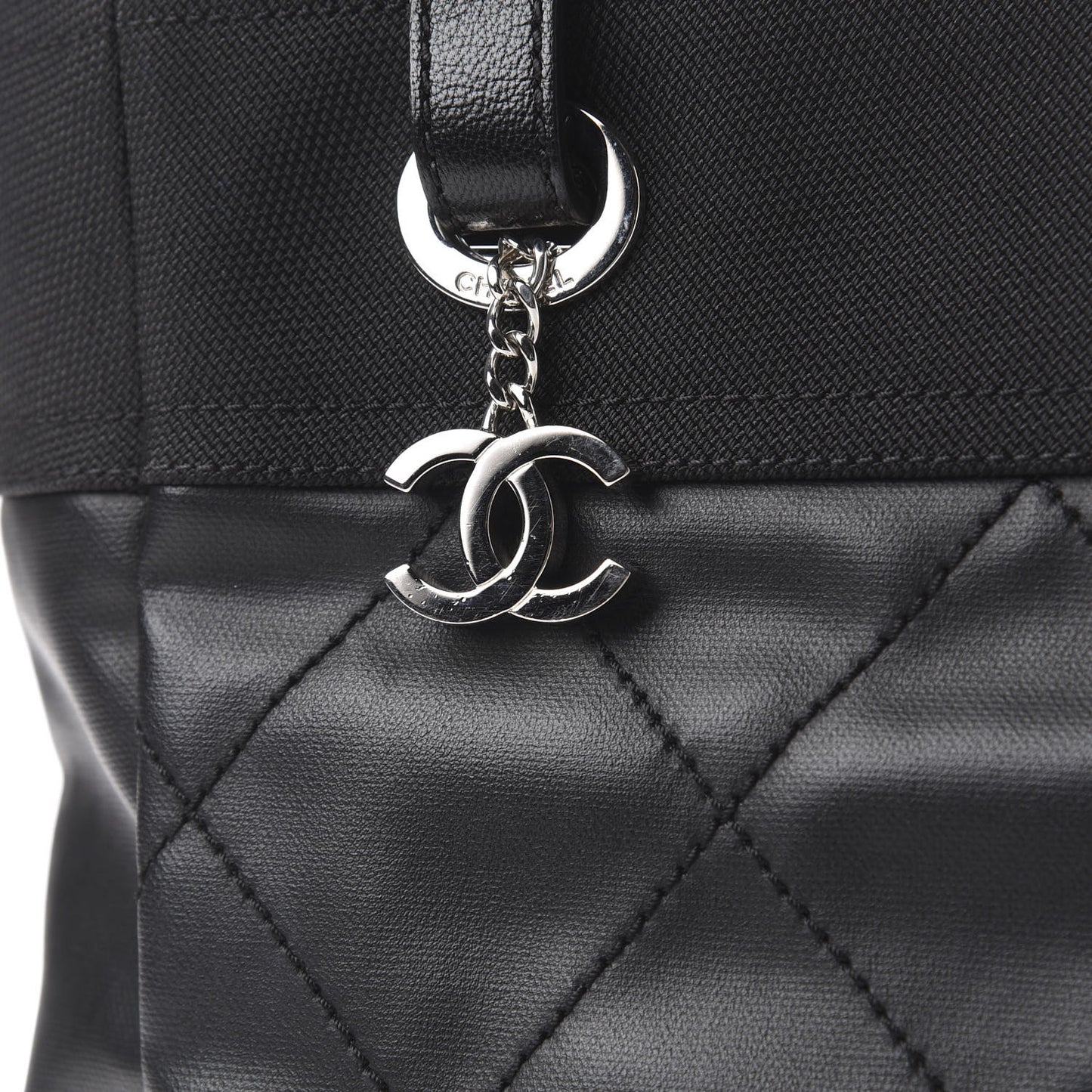 Coated Canvas Quilted Small Paris Biarritz Tote Black