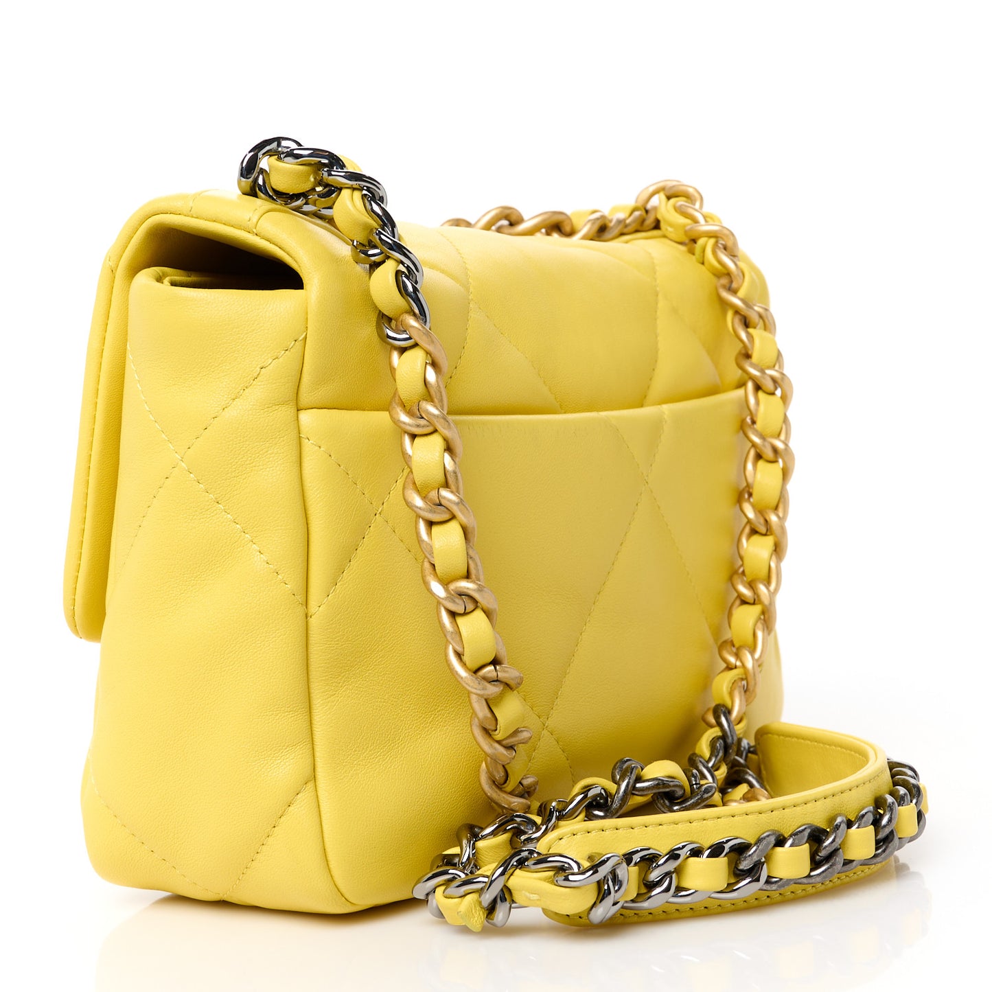 Lambskin Quilted Medium Chanel 19 Flap Yellow