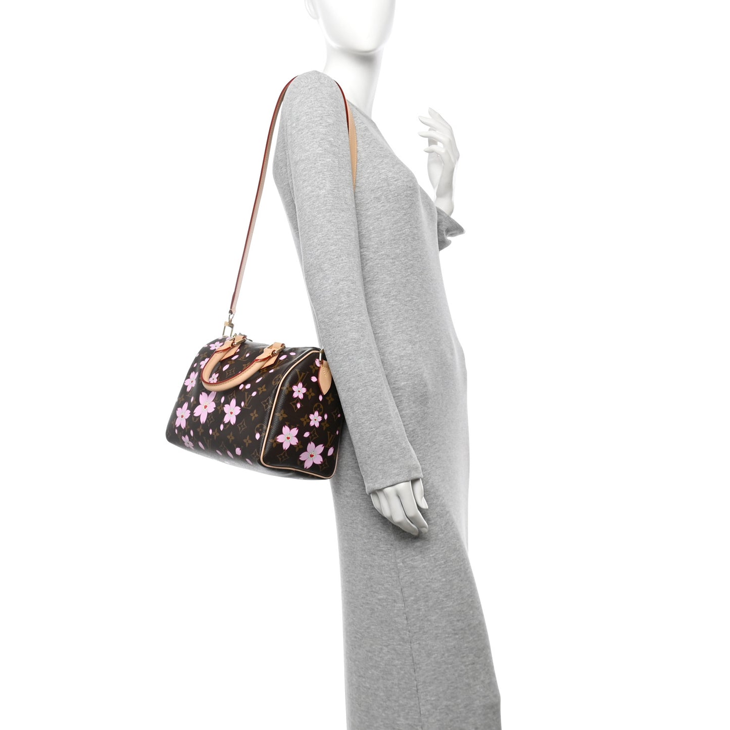 LV X TM Monogram Cherry Blossom Speedy Bandouliere 25 Sakura Brown