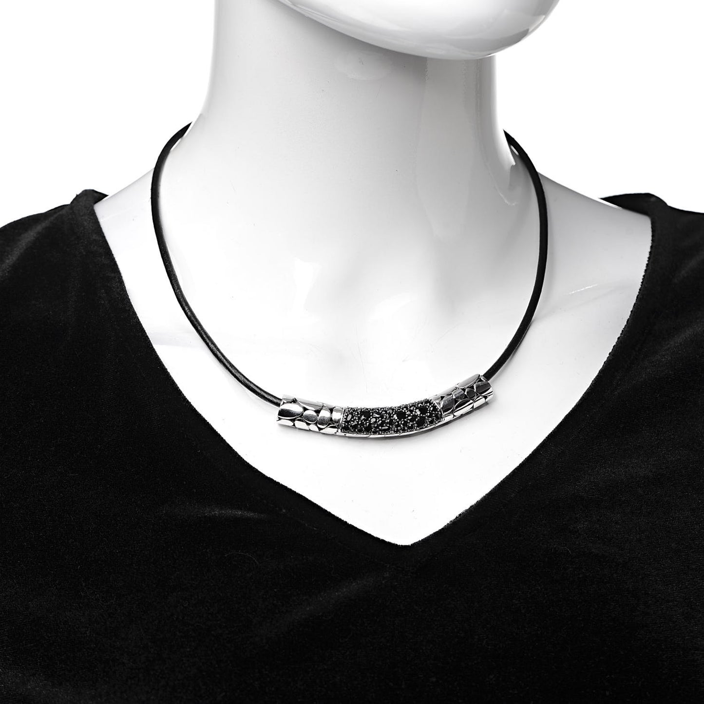 Sterling Silver Black Sapphire Kali Slide Pendant Cord Necklace