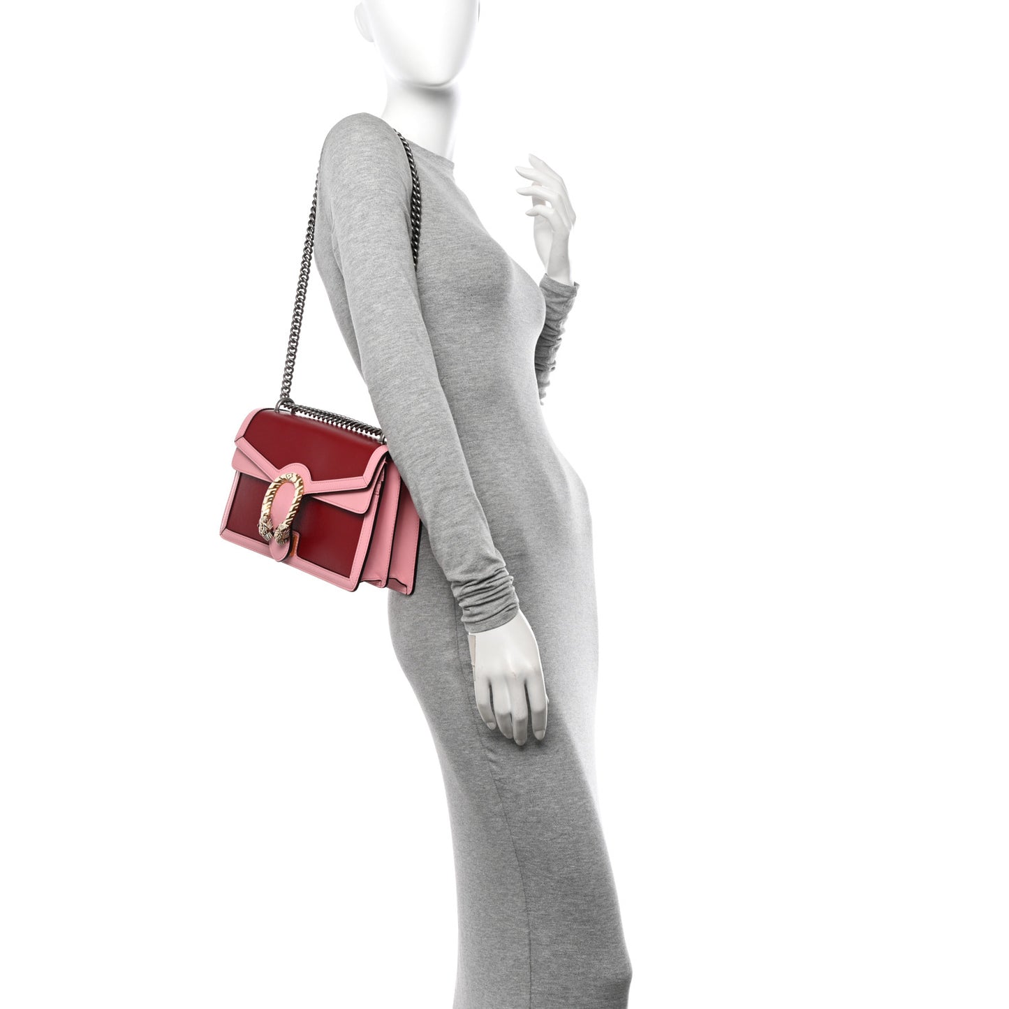Azalea Calfskin Enamel Small Dionysus Shoulder Bag New Cherry Red Wild Rose Off White