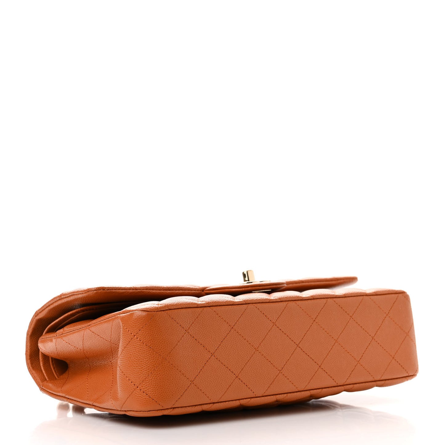 Caviar Quilted Medium Double Flap Light Brown