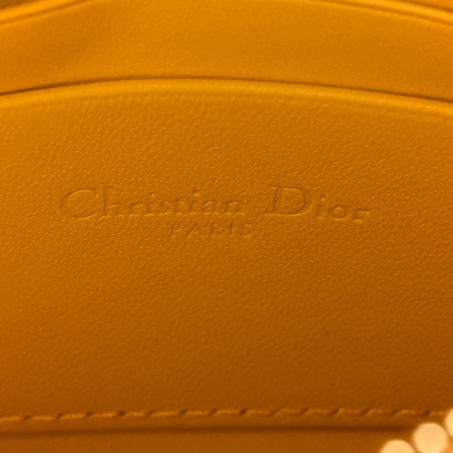 Calfskin Cannage Caro Zipped Pouch With Chain Sunny Yellow