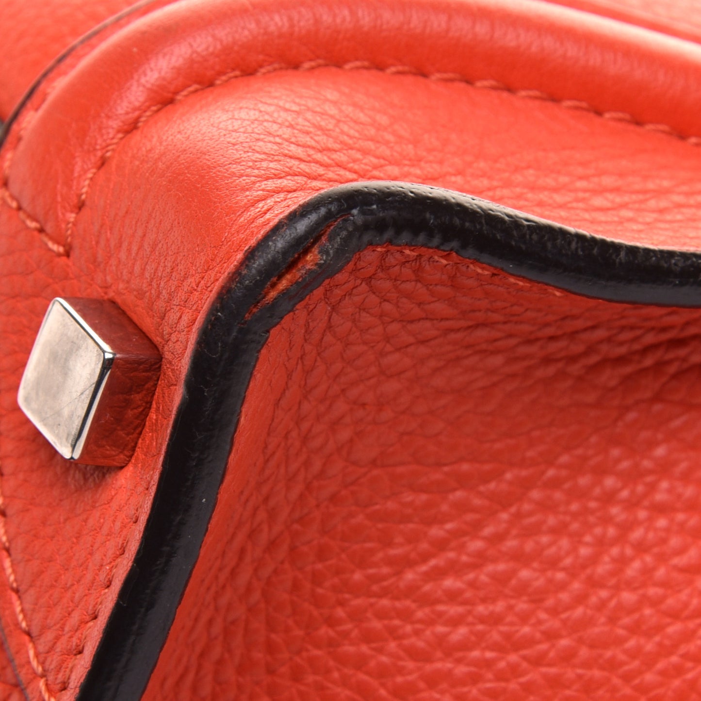 Drummed Calfskin Micro Luggage Vermillion