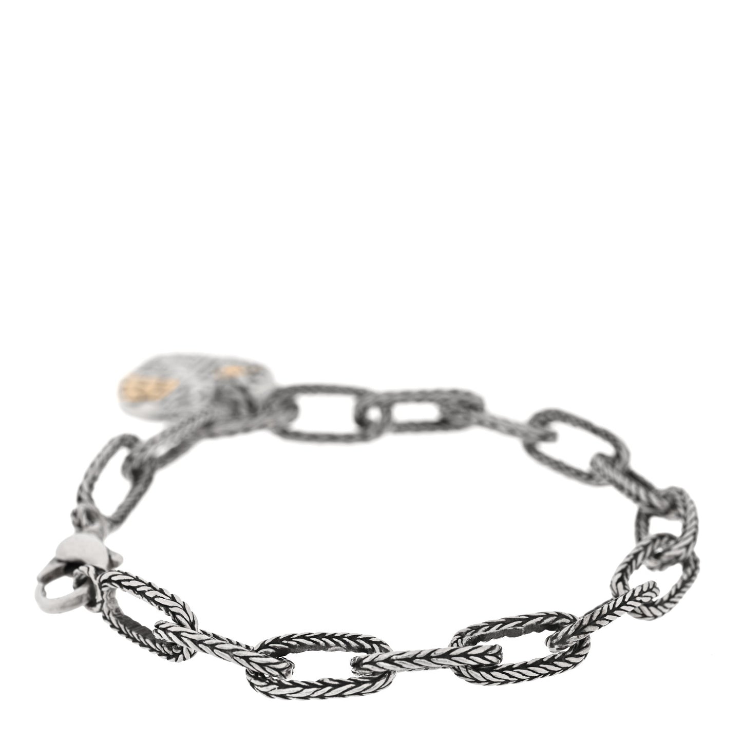 Sterling Silver 18K Yellow Gold Heart Dot Chain Bracelet