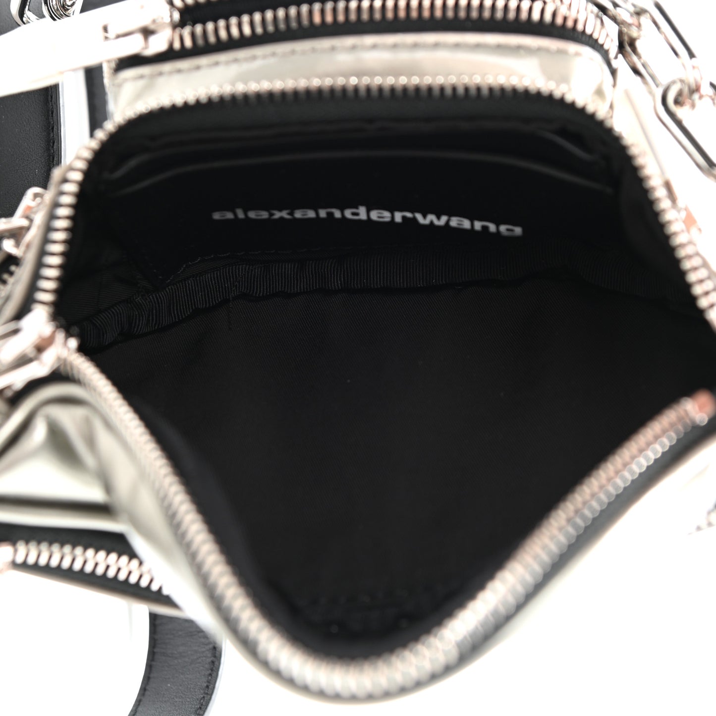Metallic Lambskin Mini Attica Belt Bag Silver