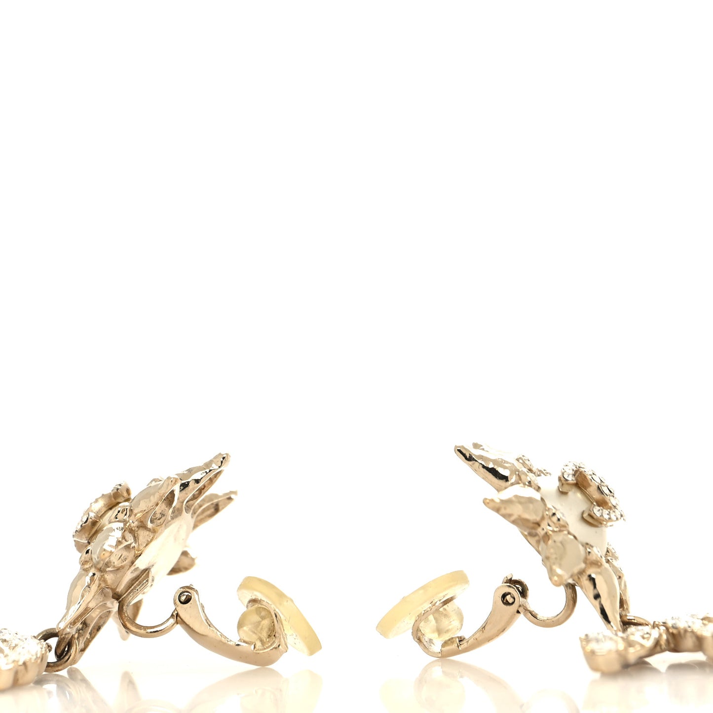 Crystal Pearl CC Star Drop Clip On Earrings Gold