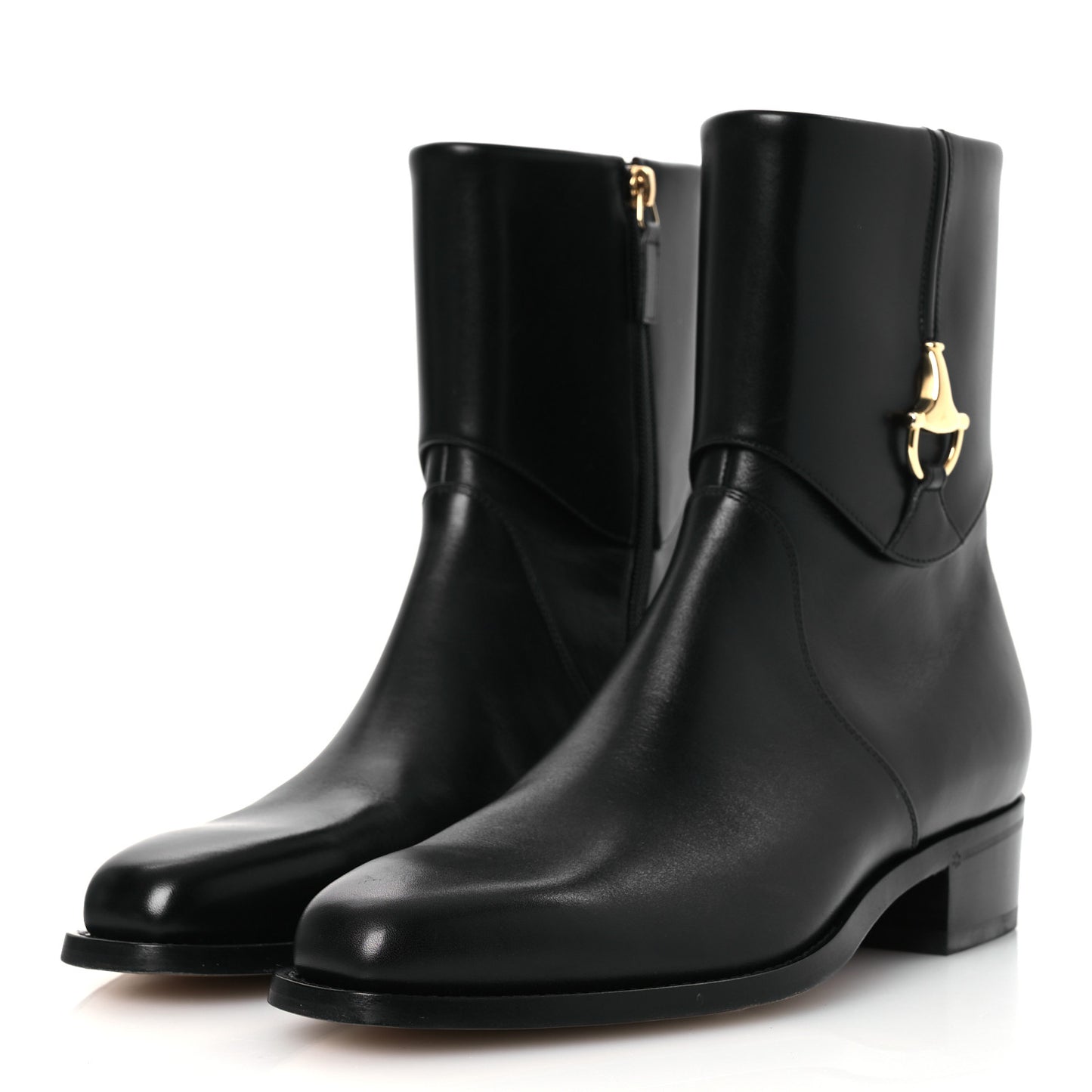 Calfskin Horsebit Mens Elizabeth Ankle Boots 8 Black