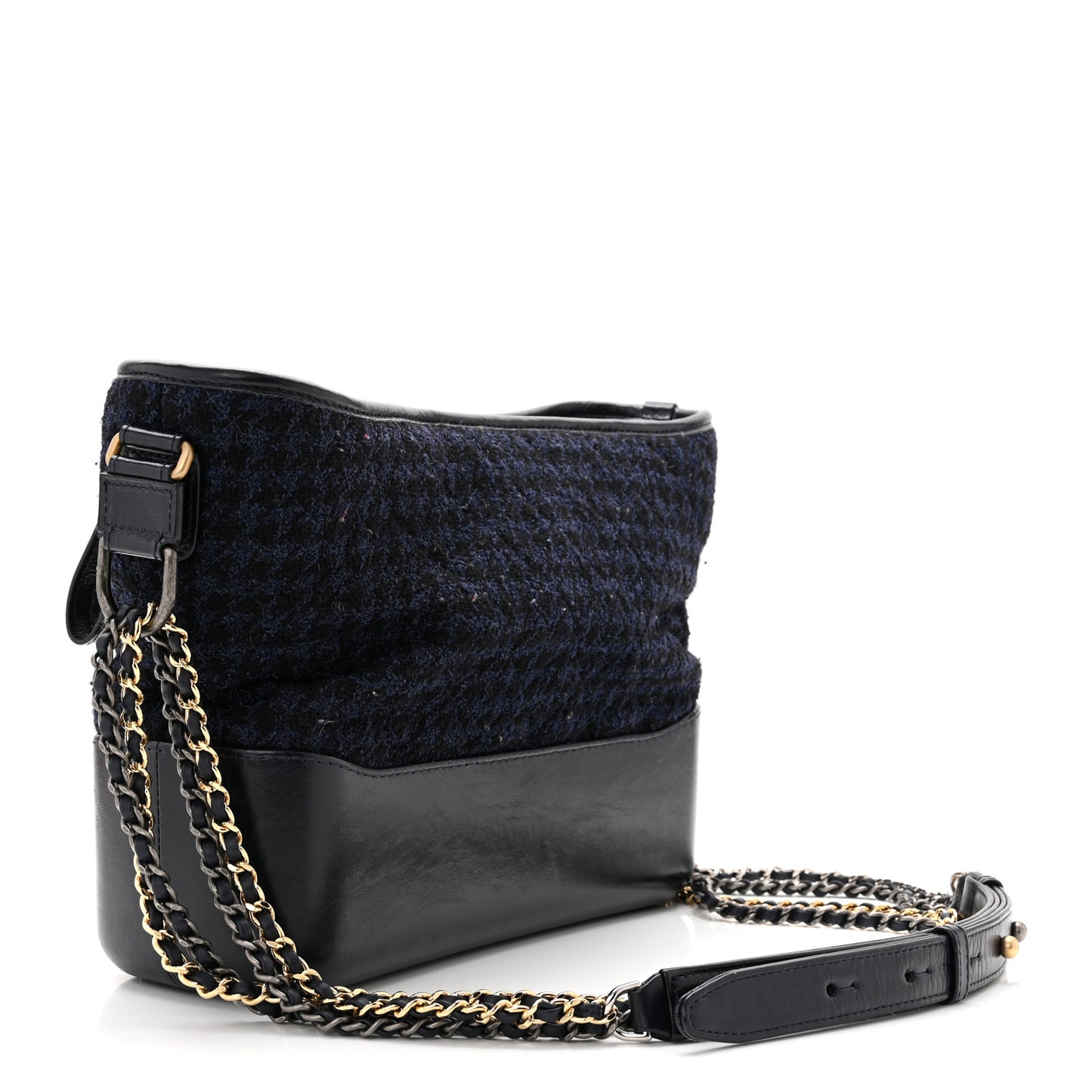 Tweed Calfskin Quilted Medium Gabrielle Hobo Black Blue