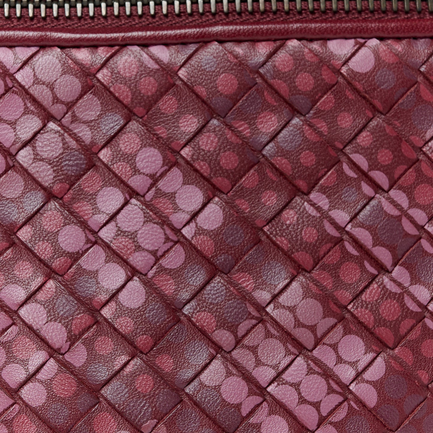 Nappa Intrecciato Polka Dot Small Document Case Burgundy