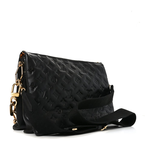 Lambskin Embossed Monogram Coussin MM Black