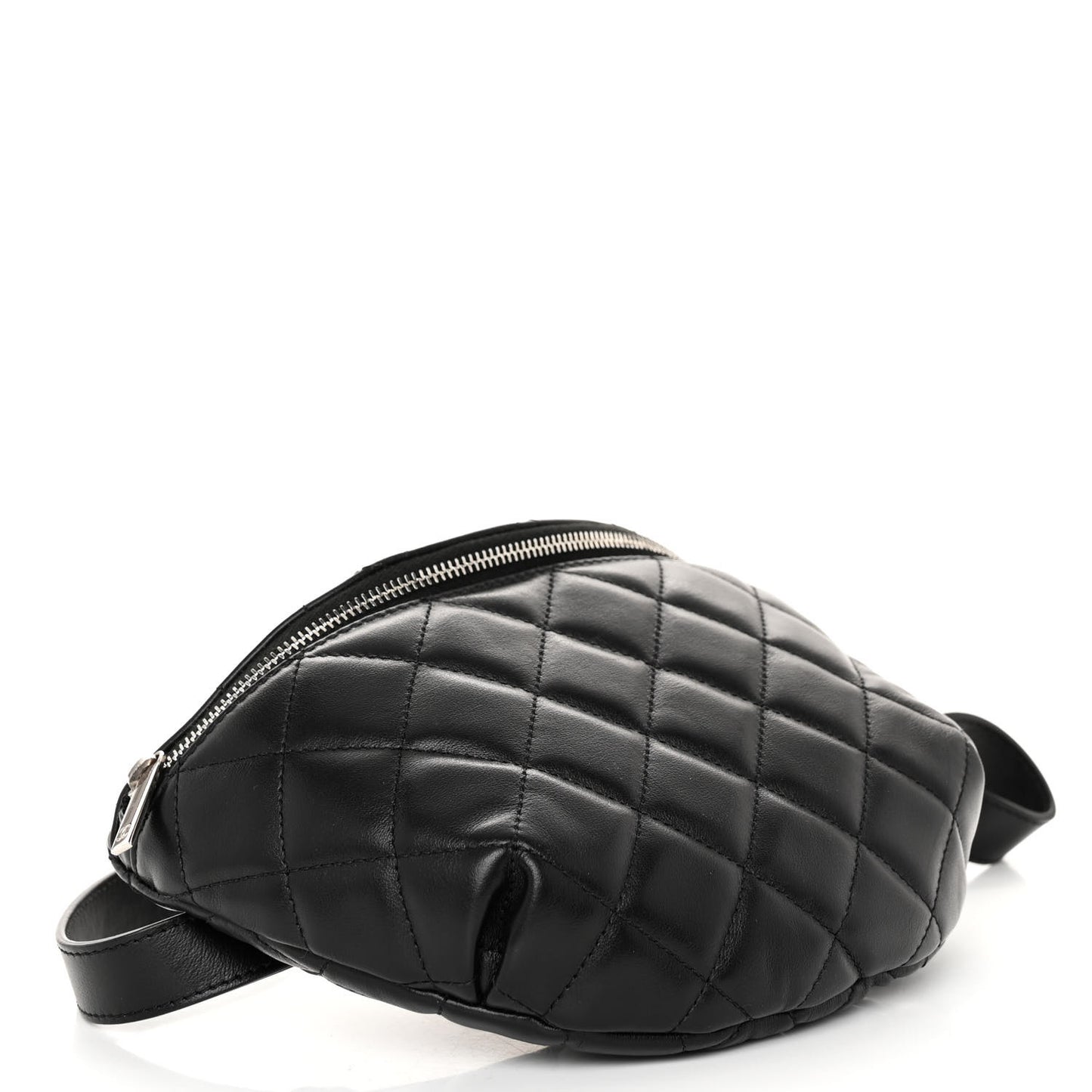 Calfskin Quilted Waist Belt Bag Black