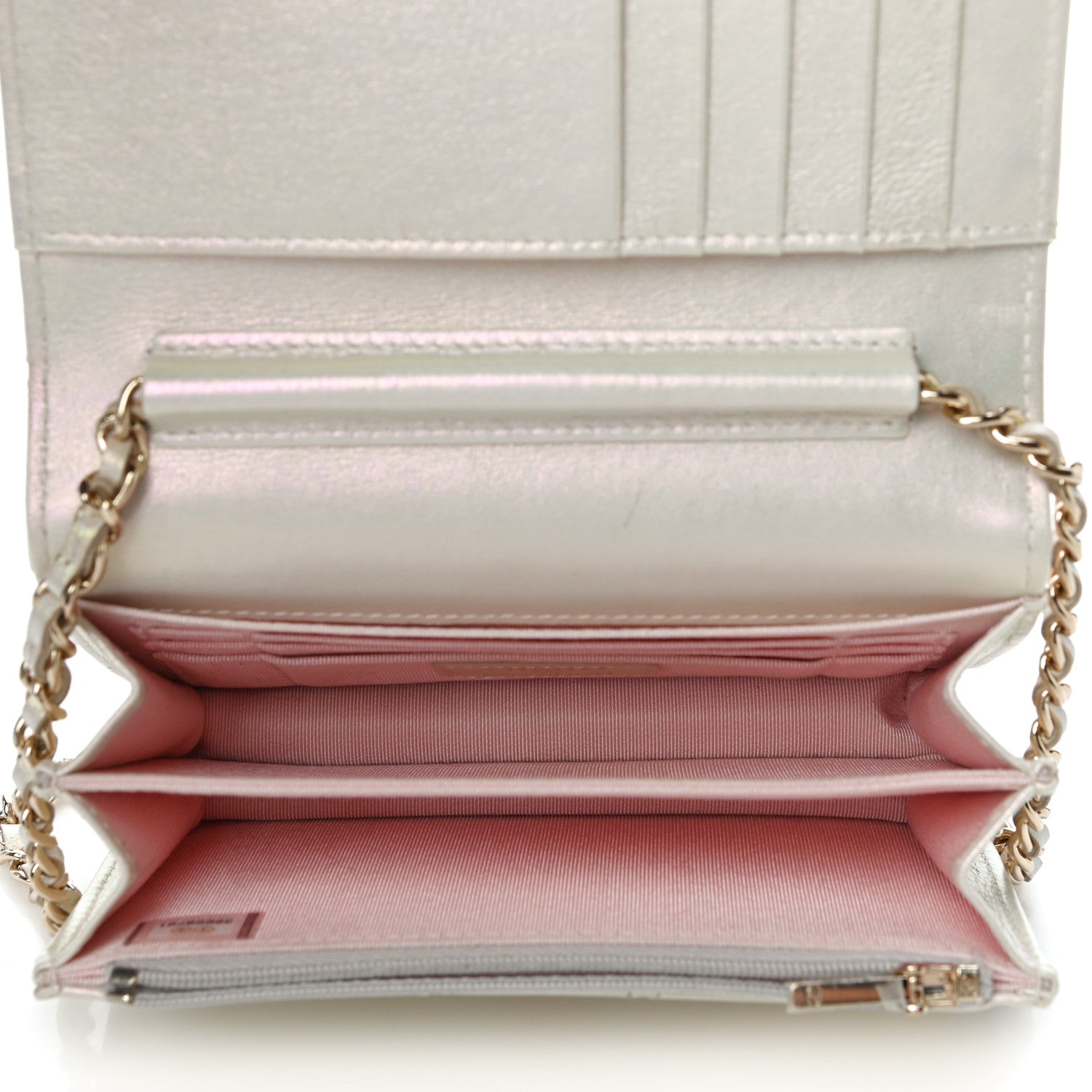 Chanel Iridescent Lambskin Quilted Mini Wallet On Chain WOC Ivory 5 of 12