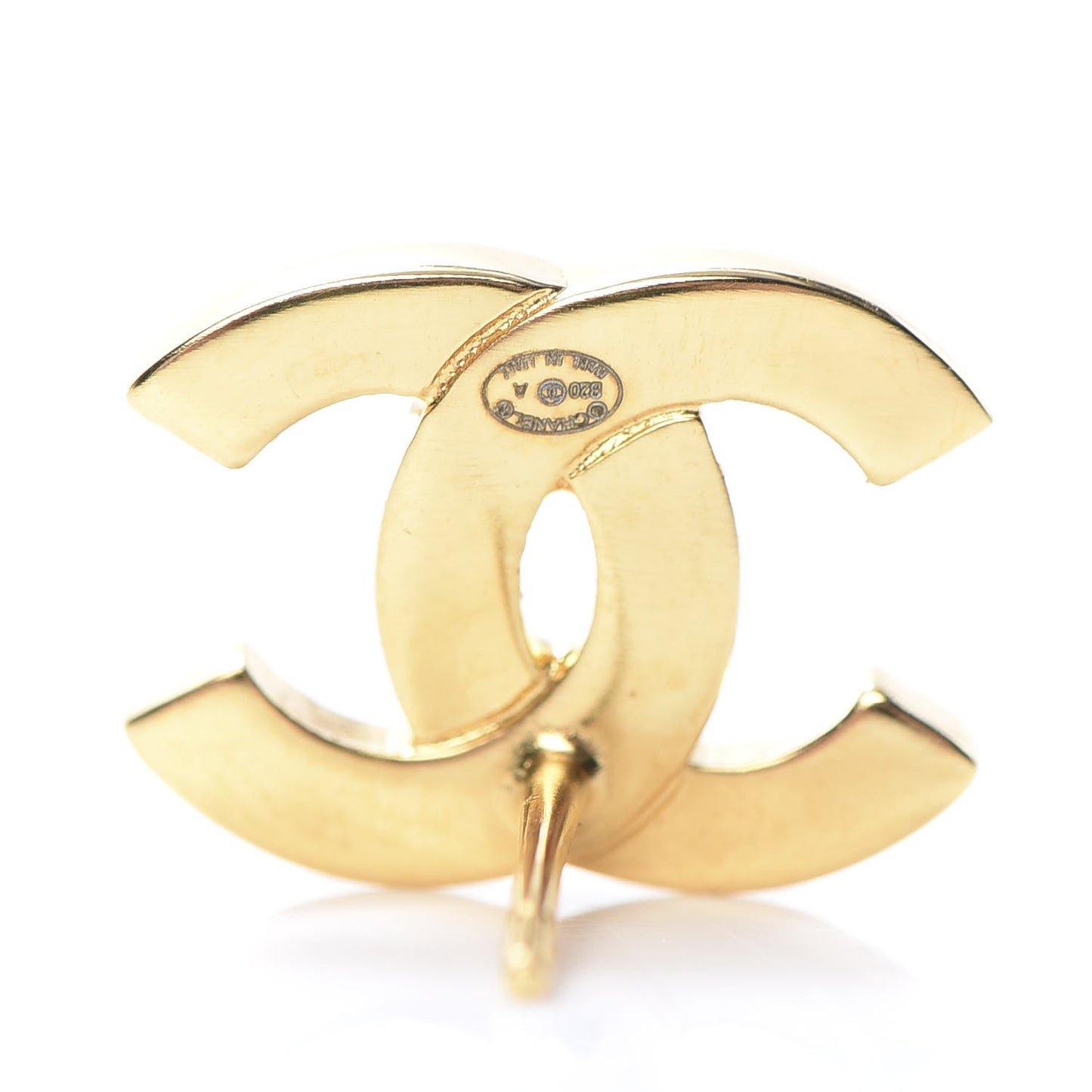 Metal CC Paris Button Stud Earrings Gold
