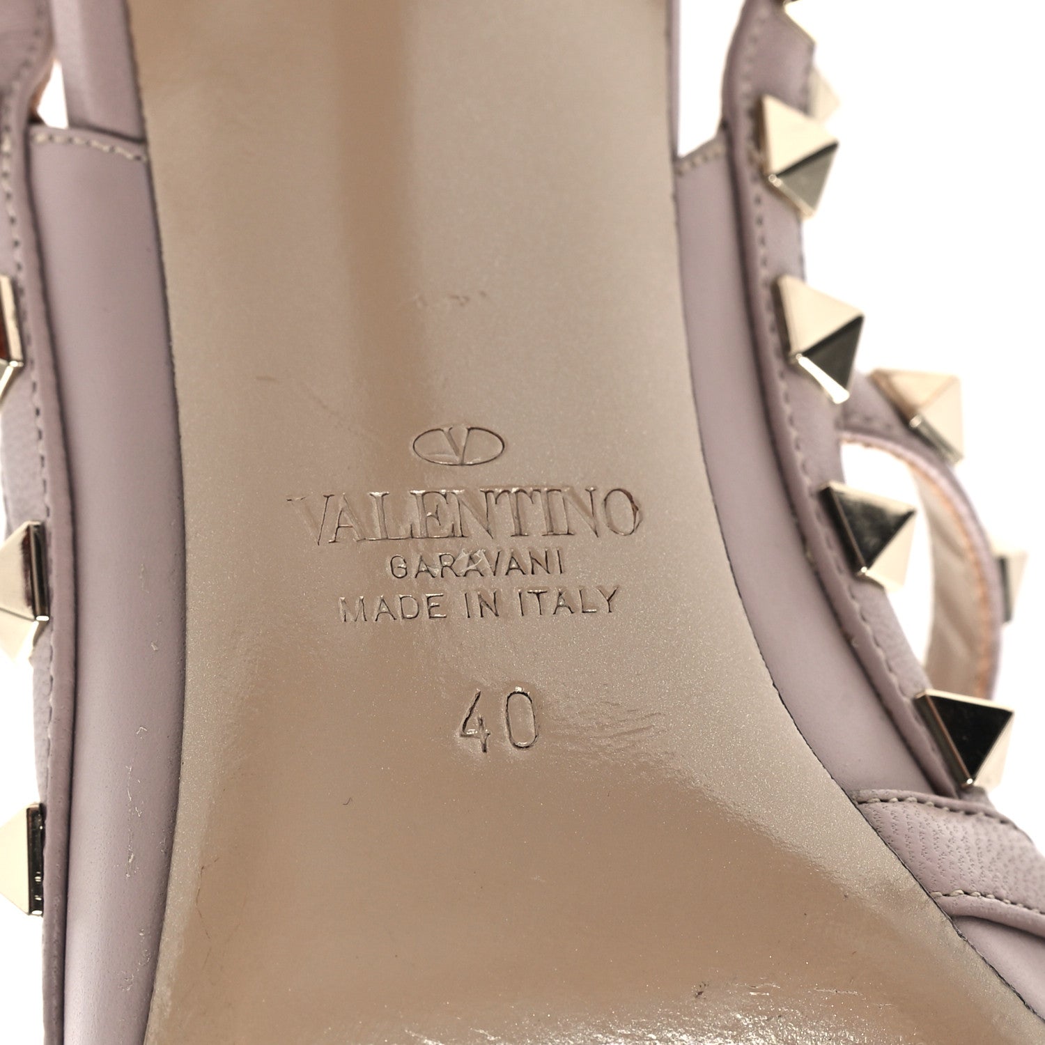 Valentino Garavani Pebbled Calfskin Rockstud Ankle Strap 100mm Pumps 40 Poudre 7 of 11