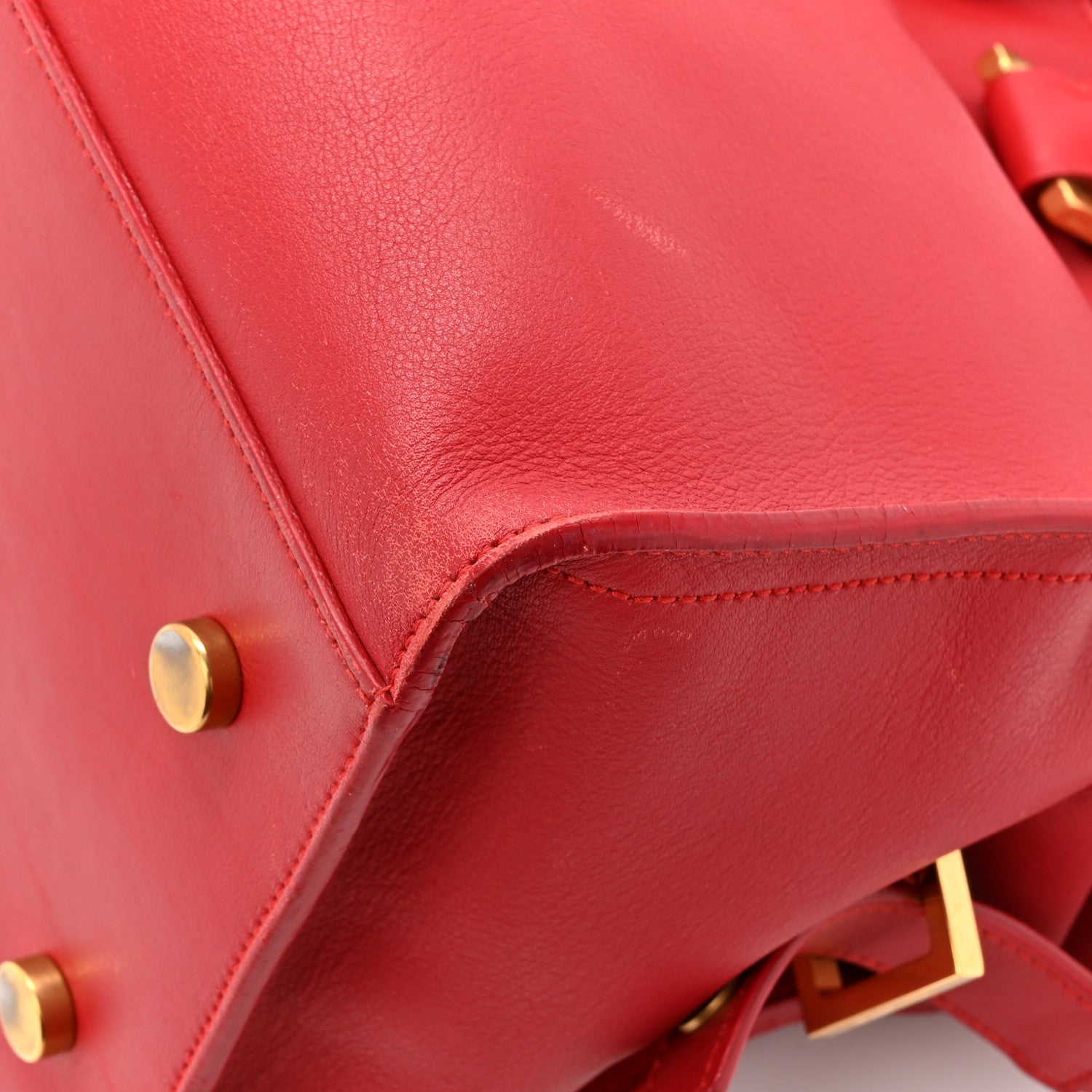 Saint Laurent Calfskin Small Monogram Cabas Lipstick Red 23 of 25