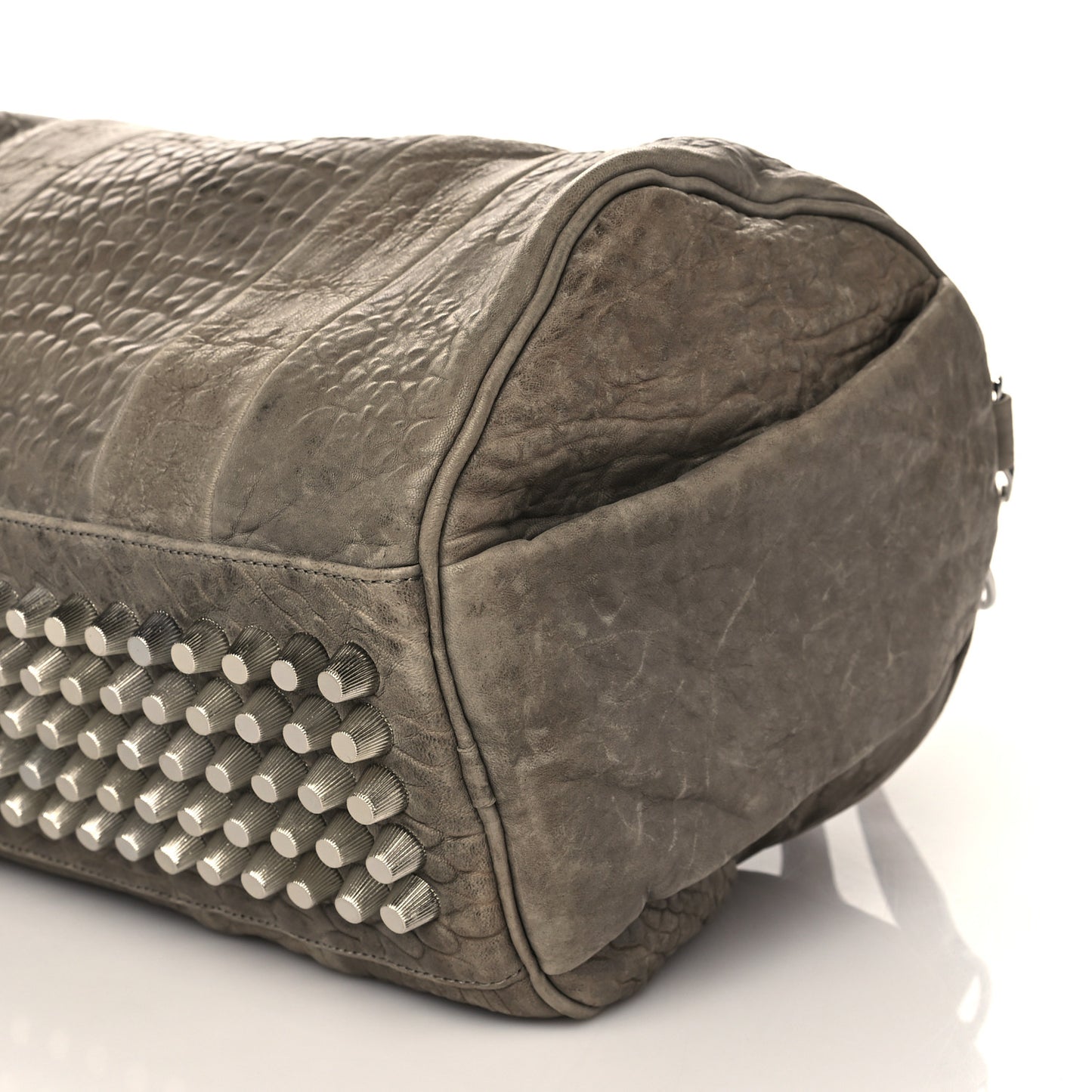 Pebbled Lambskin Rocco Grey Silver Hardware