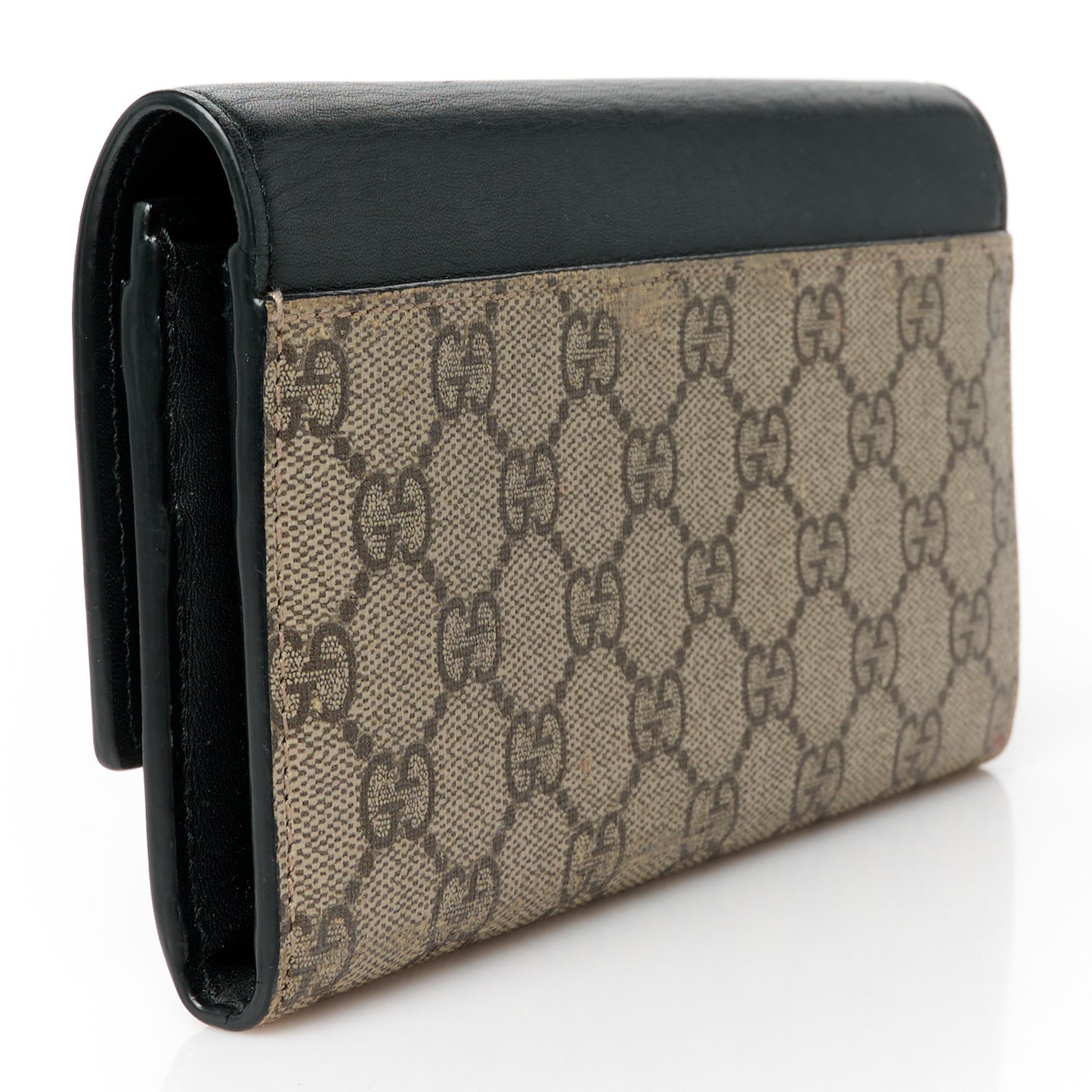 Calfskin GG Supreme Monogram Continental Wallet Black