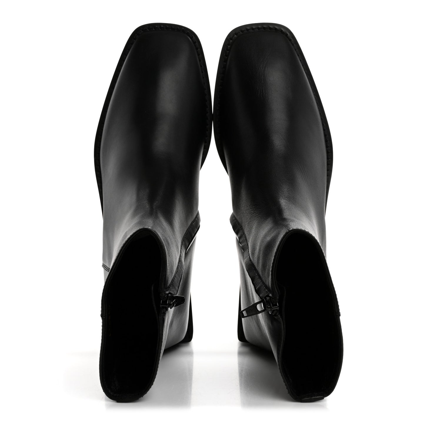 Calfskin Soft Rim Ankle Booties 40 Black