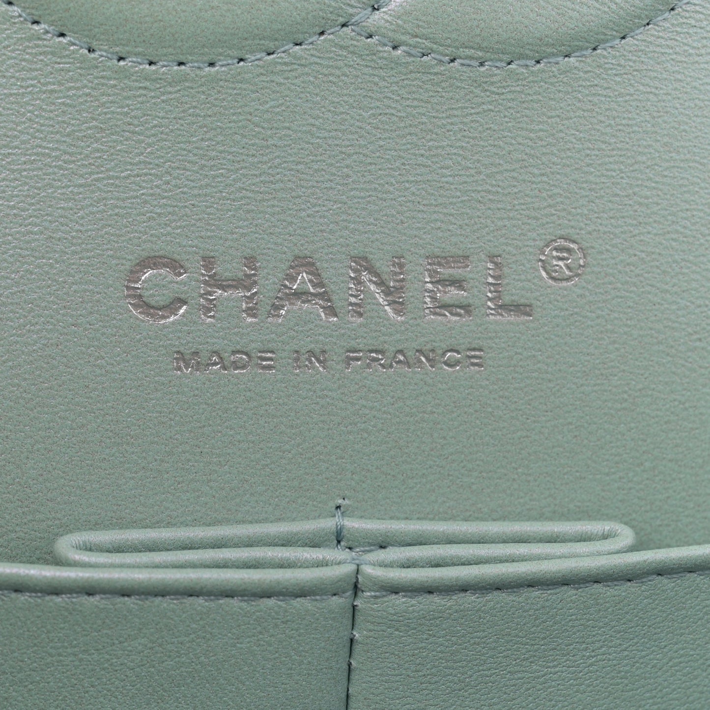 Iridescent Calfskin Quilted Medium Double Flap Light Blue