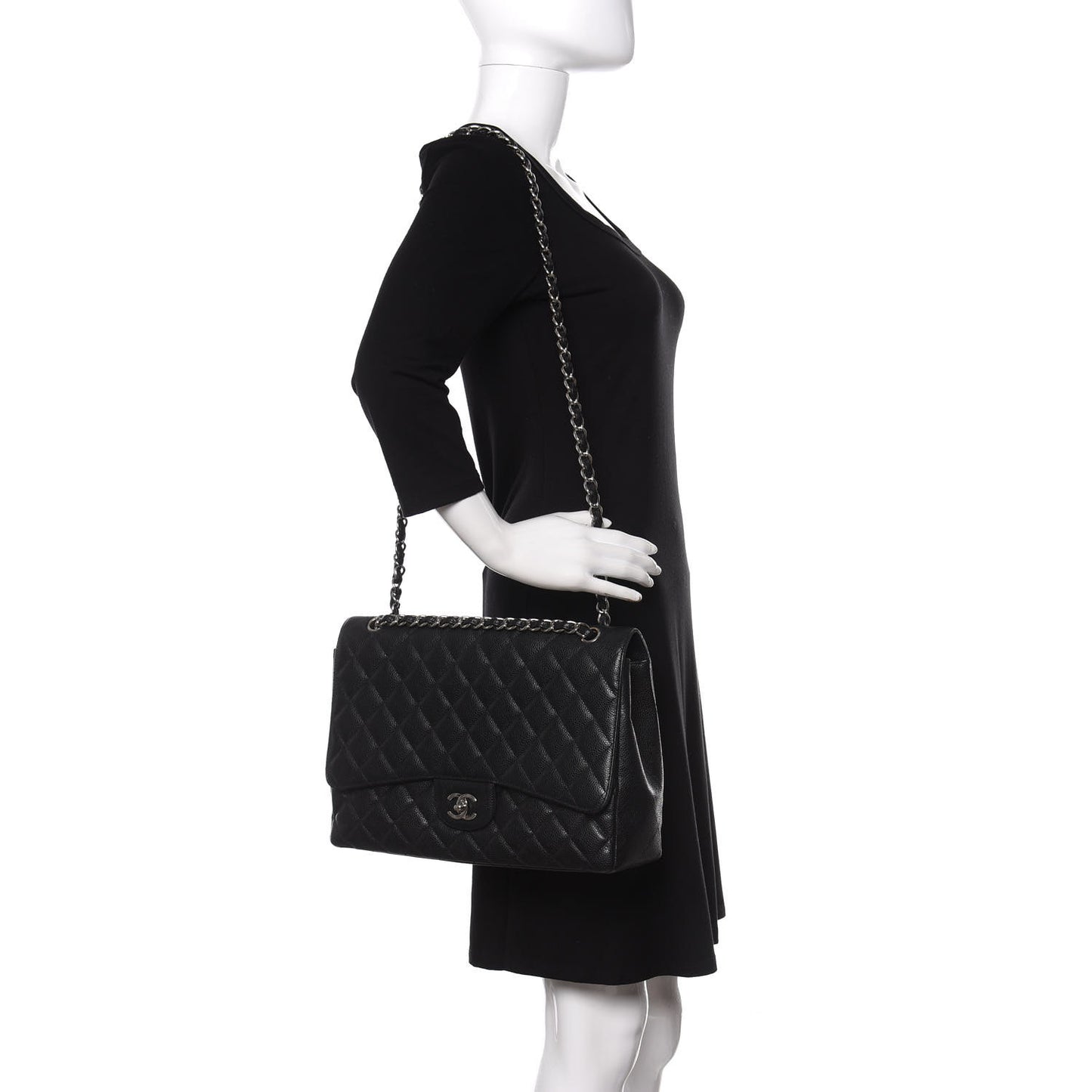 Caviar Quilted Maxi Single Flap Black