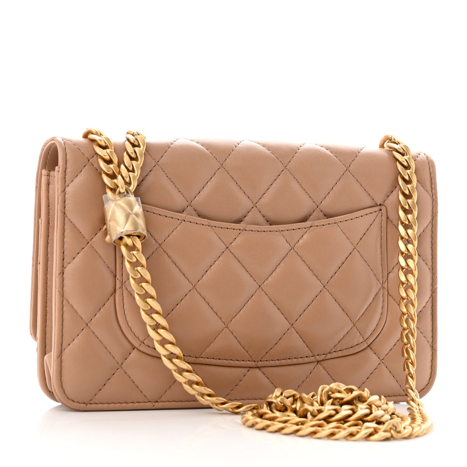 Chanel Lambskin Quilted Pillow Crush Wallet On Chain WOC Dark Beige 3 of 12